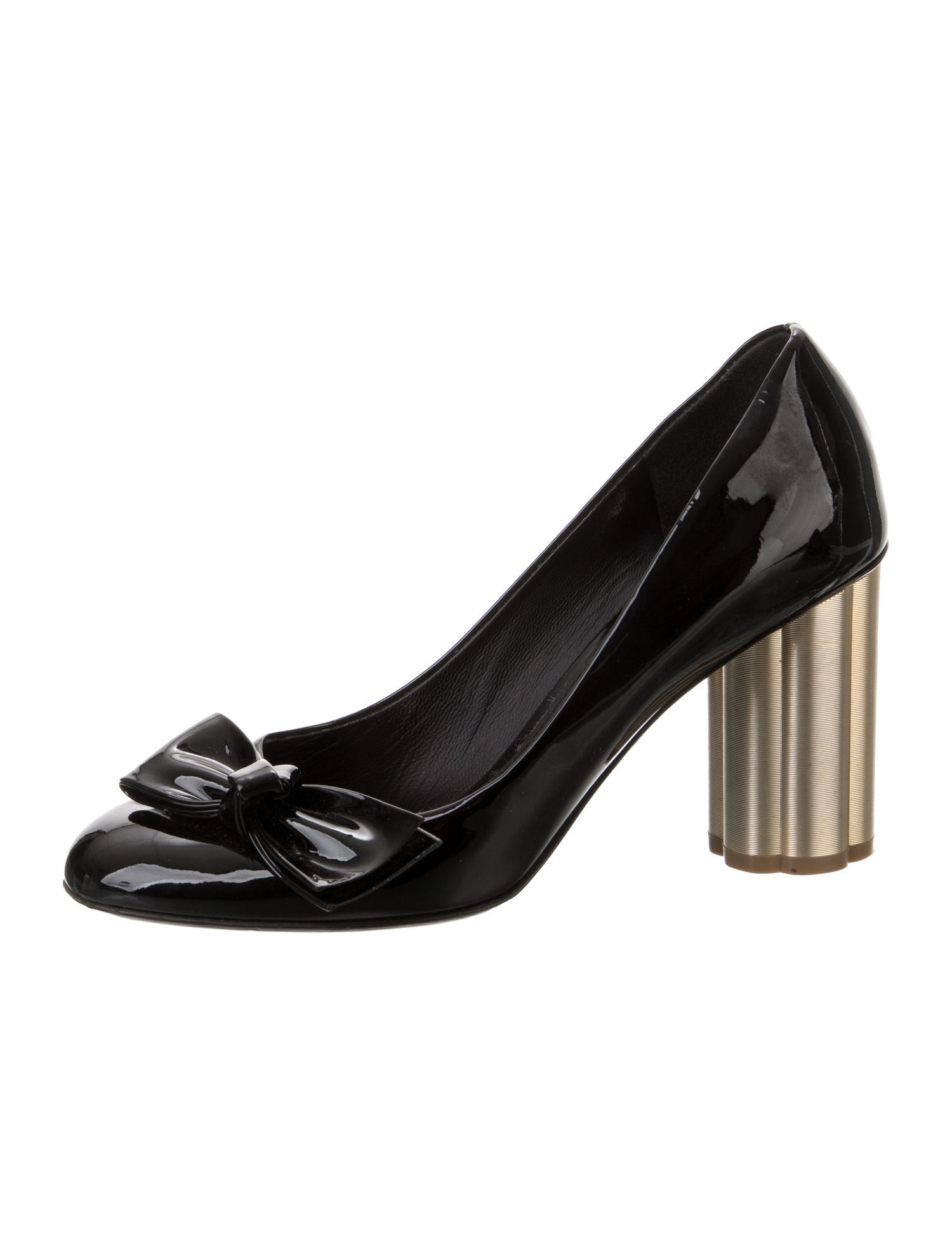 Salvatore Ferragamo Patent Leather Bow Accents Pumps