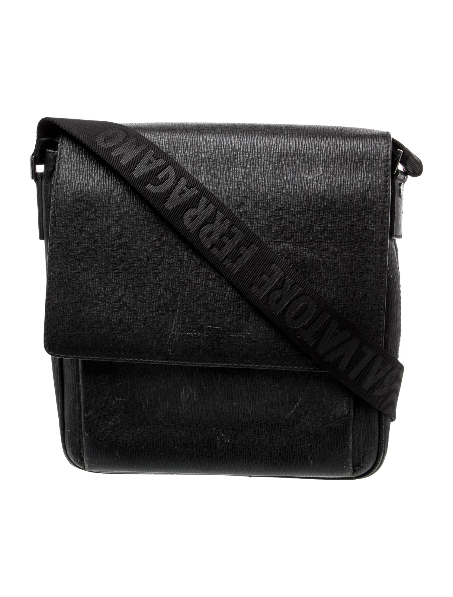 Salvatore Ferragamo Embossed Leather Messenger Bag