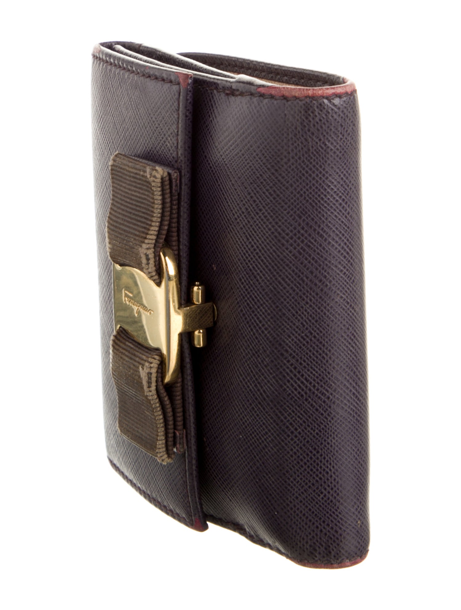 Salvatore Ferragamo Saffiano Leather Colorblock Pattern Bifold Wallet