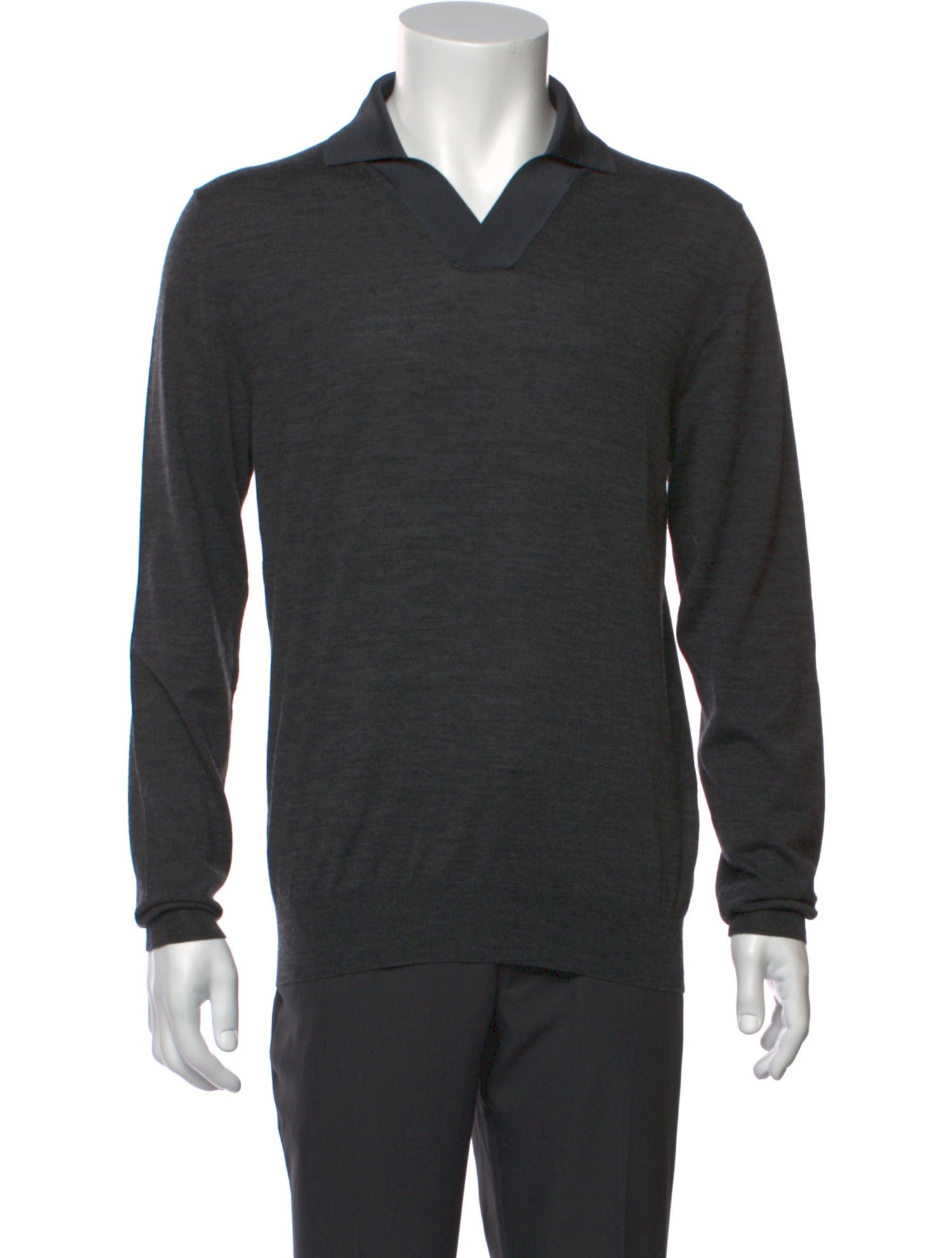 Salvatore Ferragamo Virgin Wool Collar Polo Sweater