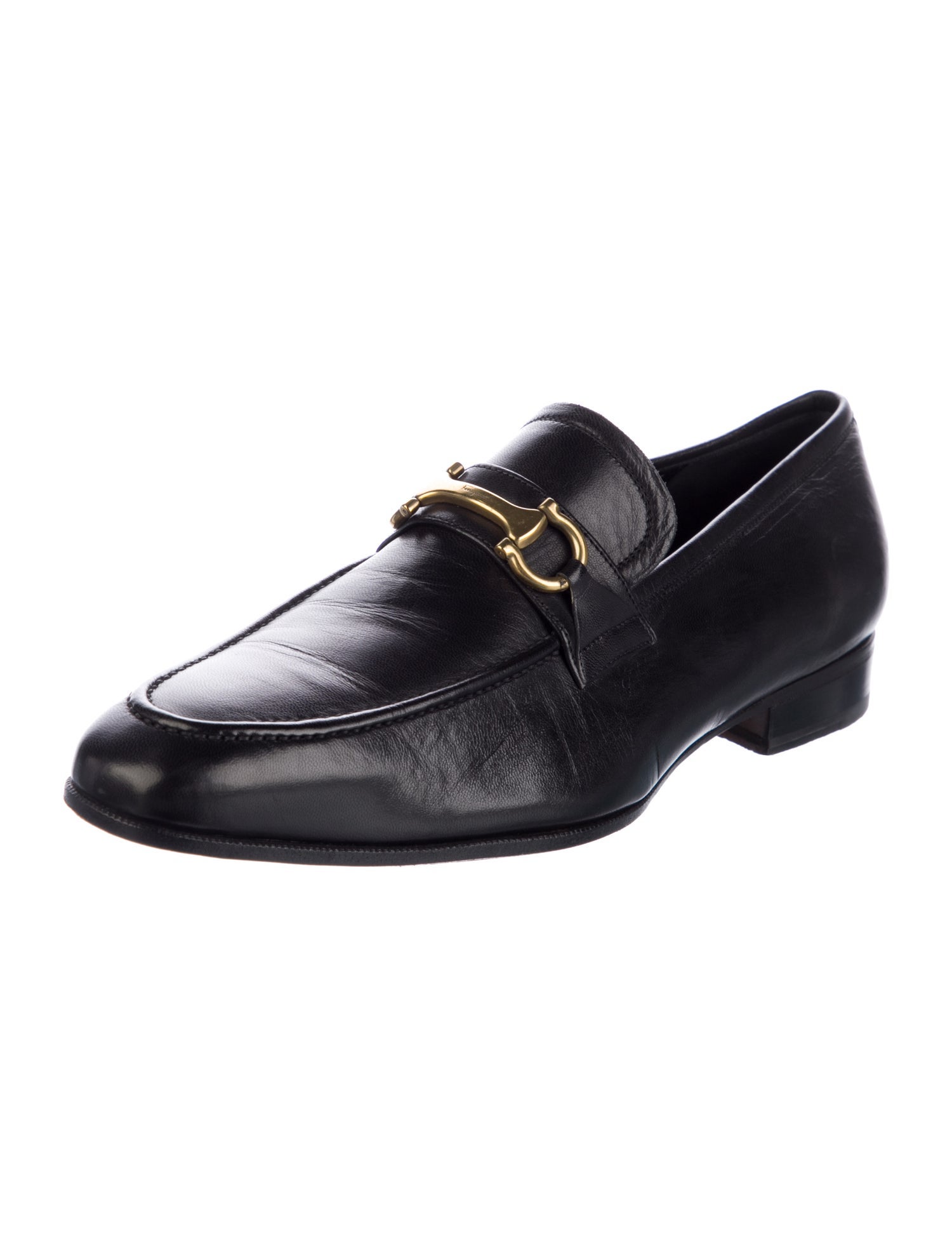 Salvatore Ferragamo Gancini Logo Leather Dress Loafers