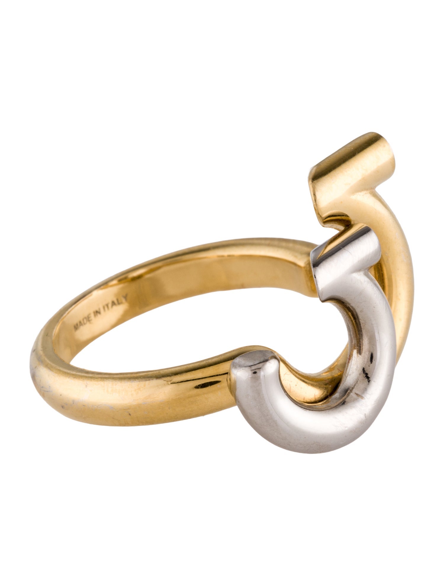 Salvatore Ferragamo Two-Tone Gancini Cocktail Ring