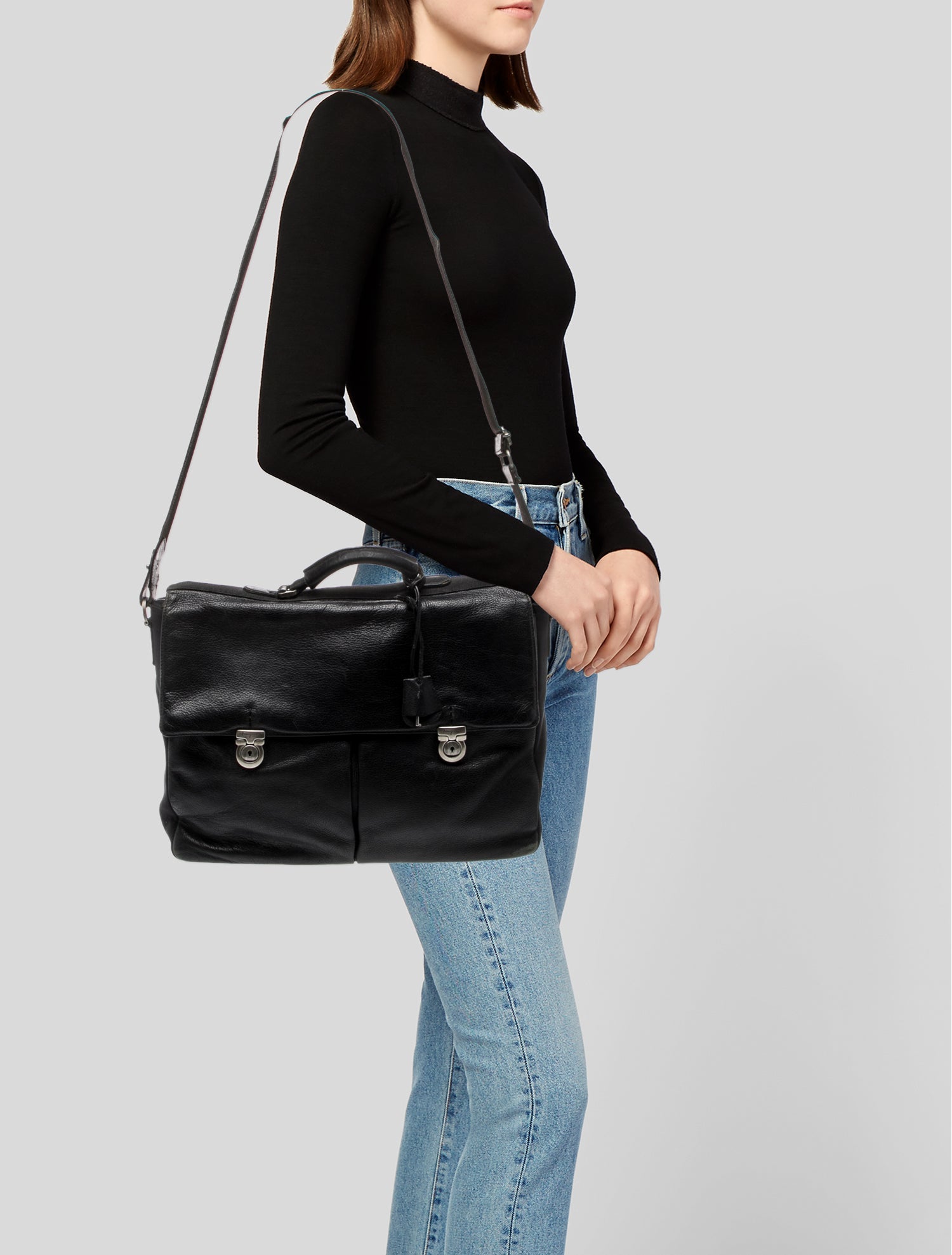 Salvatore Ferragamo Leather Messenger Bag Vintage