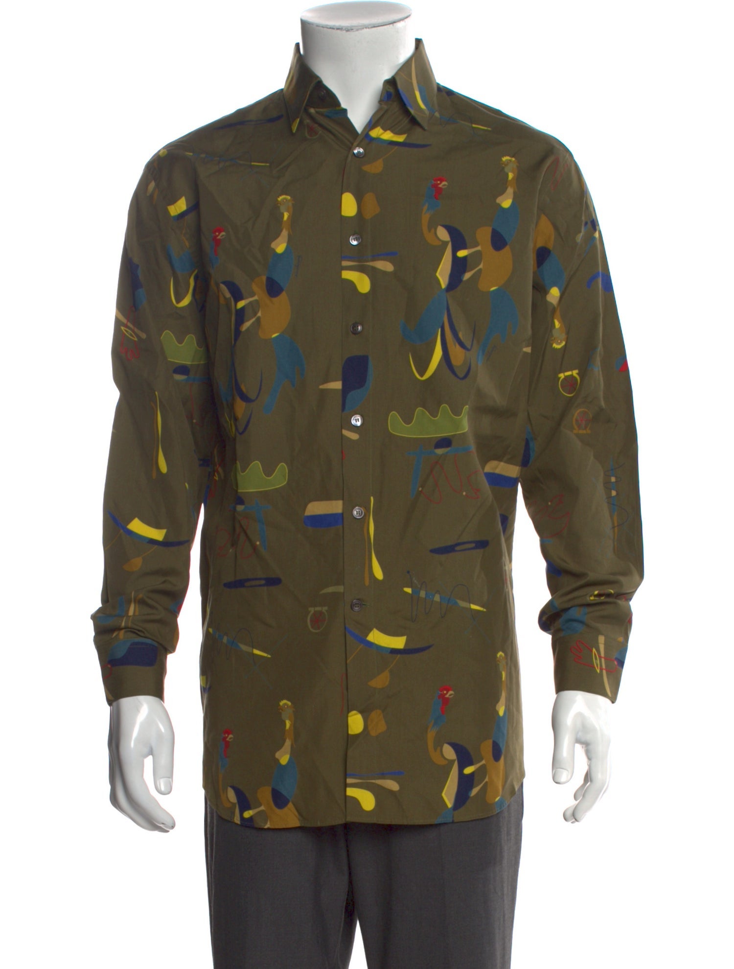 Salvatore Ferragamo Printed Long Sleeve Dress Shirt