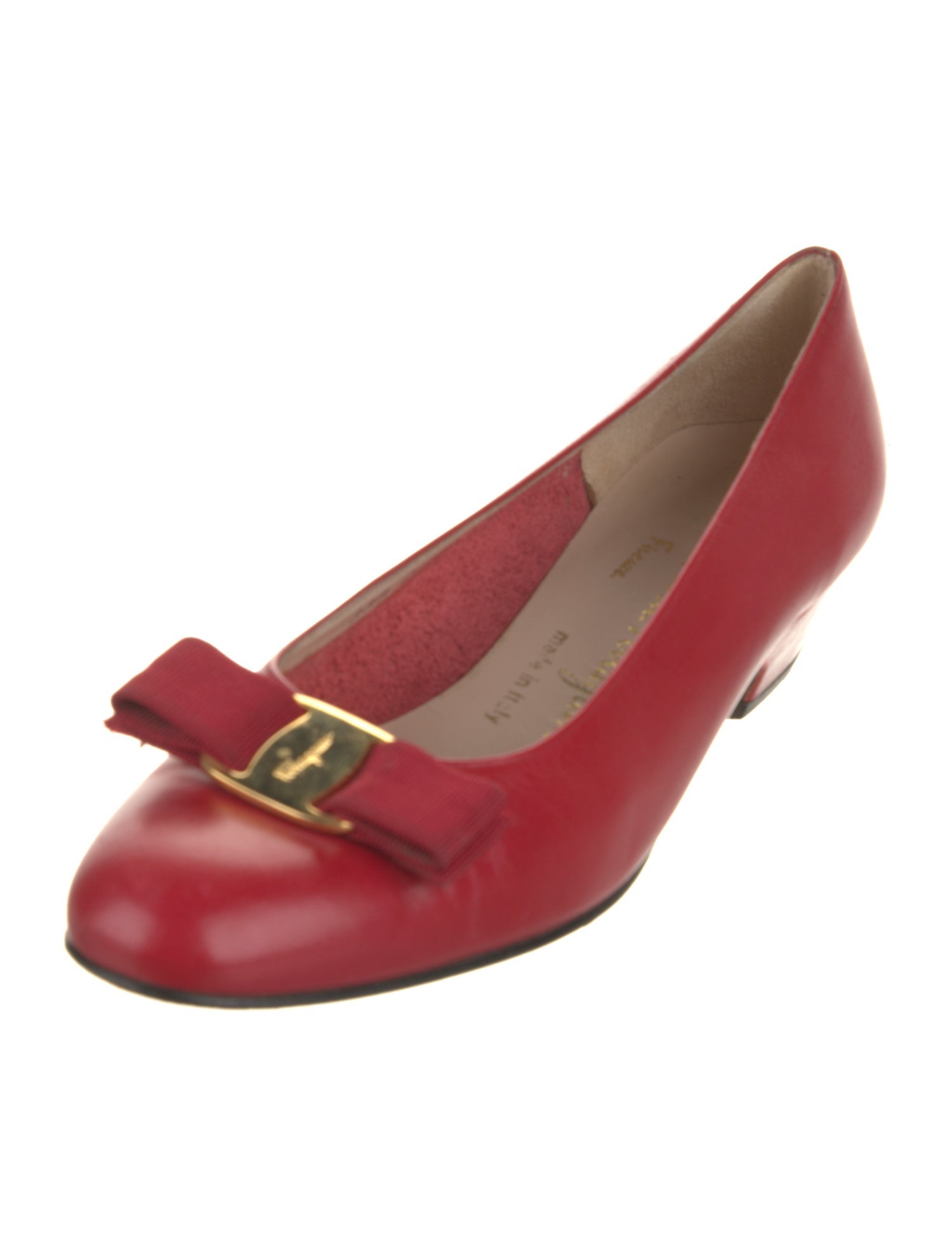 Salvatore Ferragamo Leather Bow Accents Flats