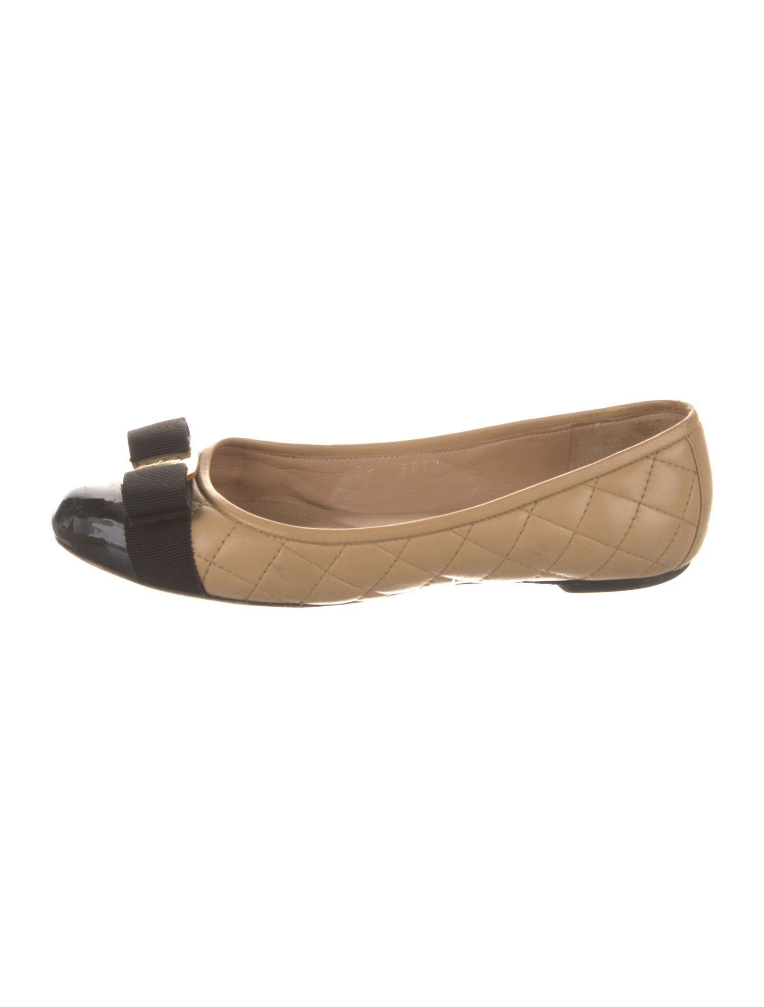 Salvatore Ferragamo Leather Colorblock Pattern Ballet Flats