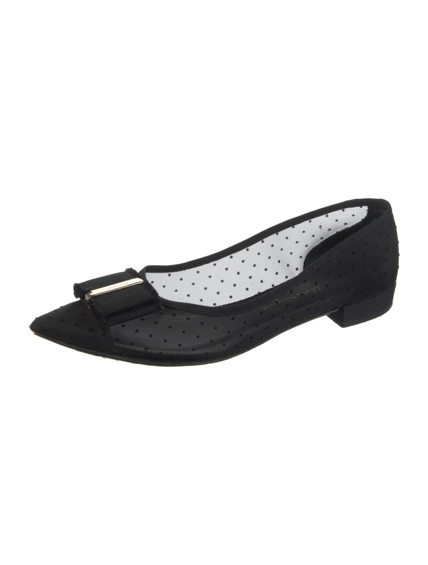 Salvatore Ferragamo Mesh Bow Accents Flats