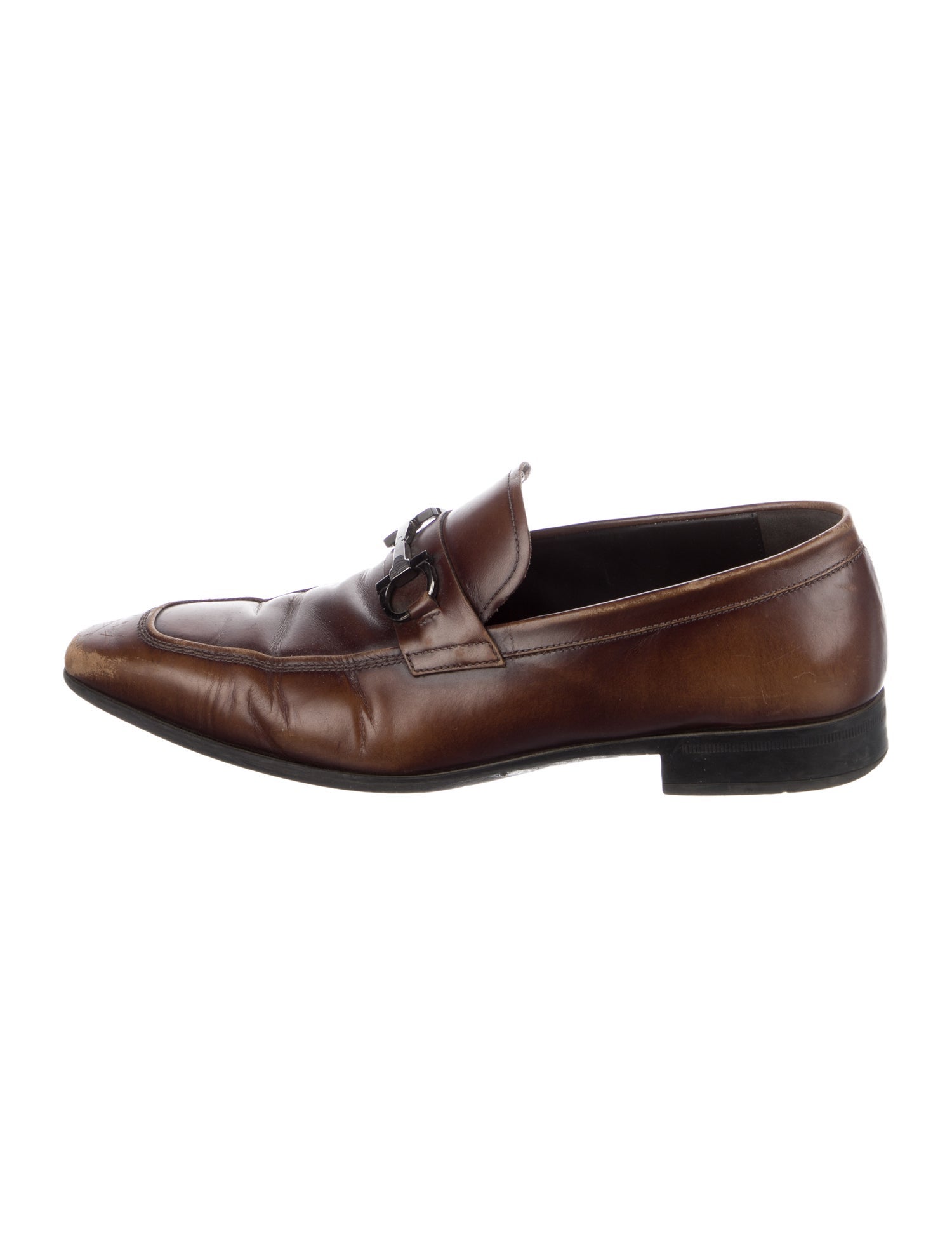 Salvatore Ferragamo Gancini Logo Leather Dress Loafers