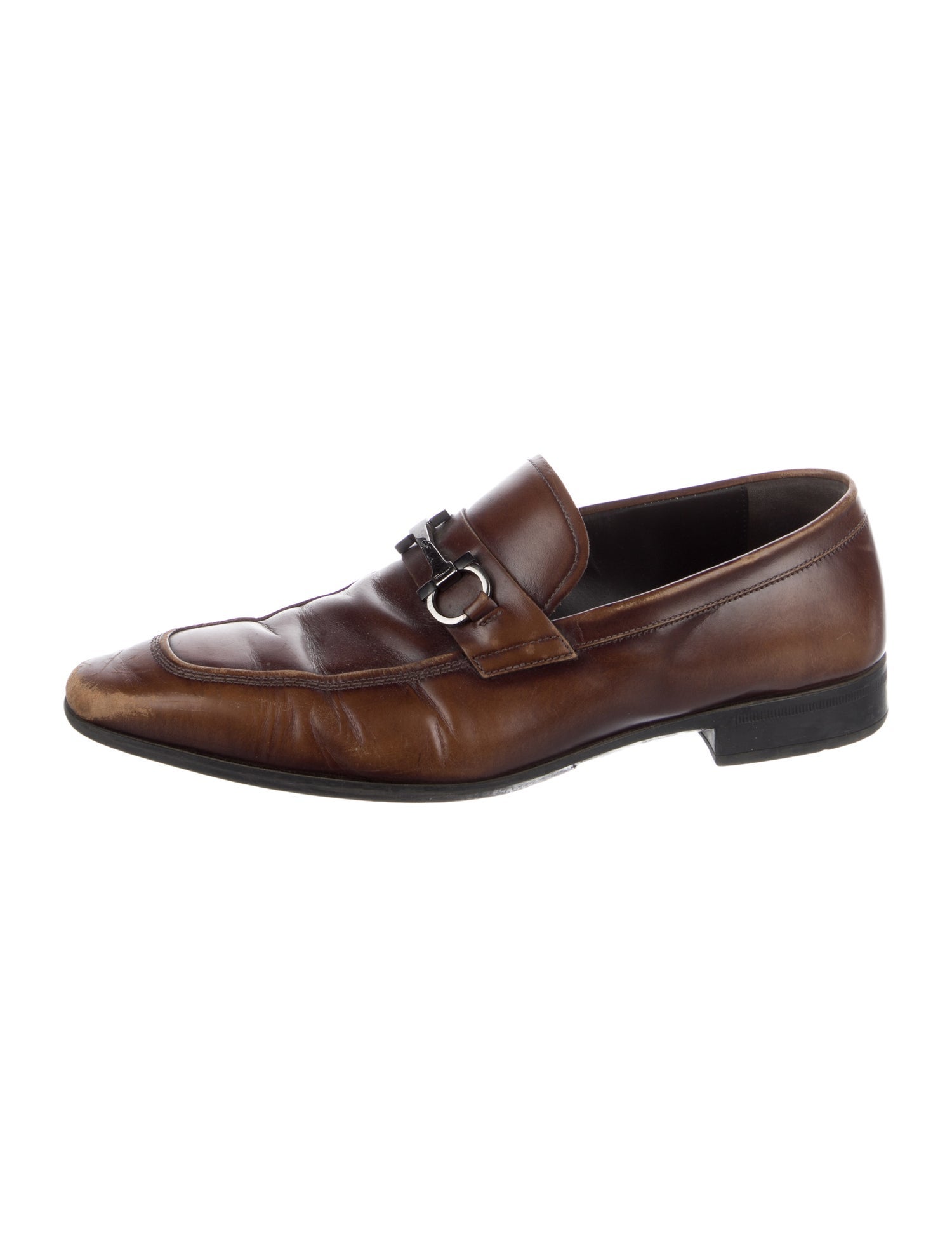 Salvatore Ferragamo Gancini Logo Leather Dress Loafers