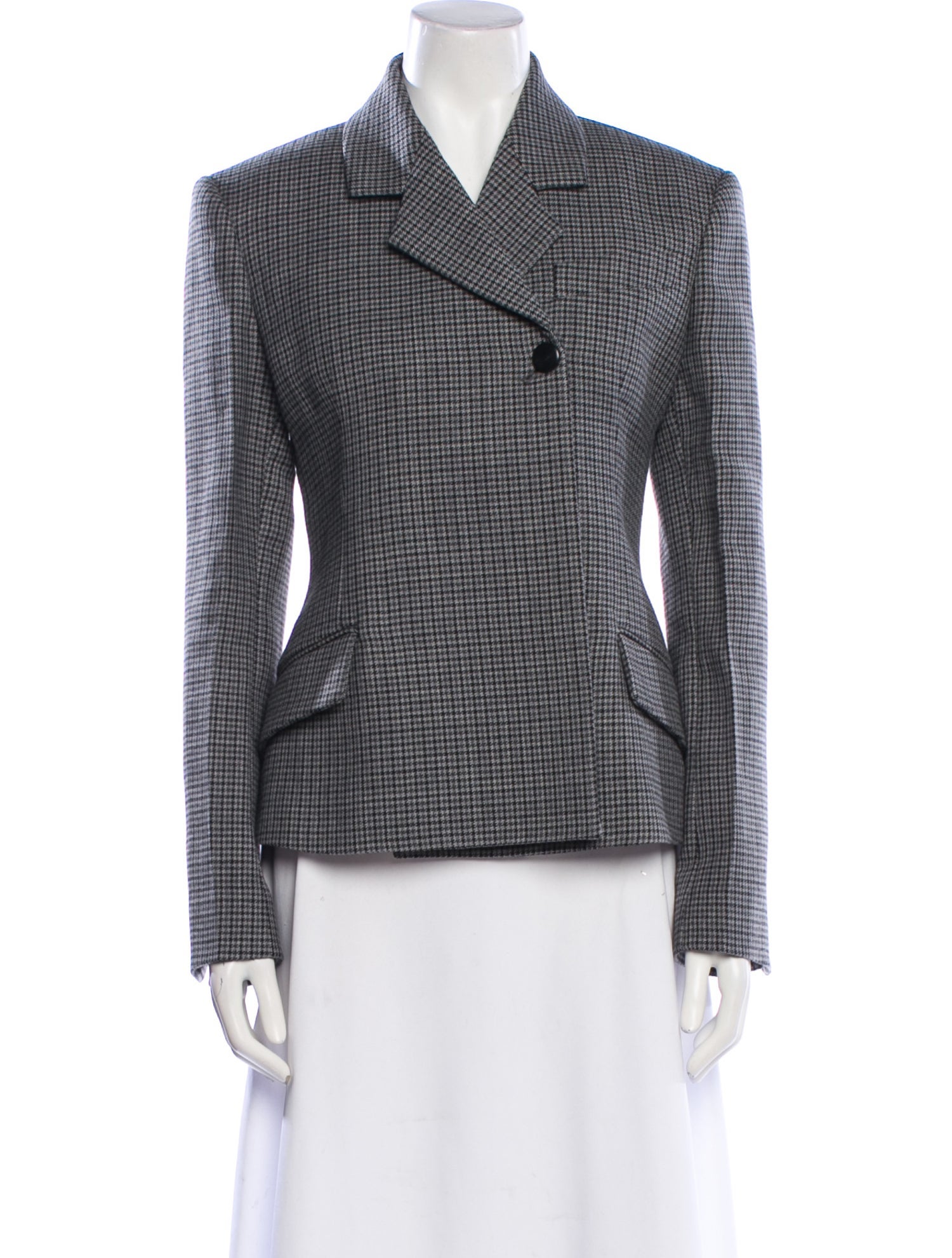 Salvatore Ferragamo Virgin Wool Plaid Print Blazer