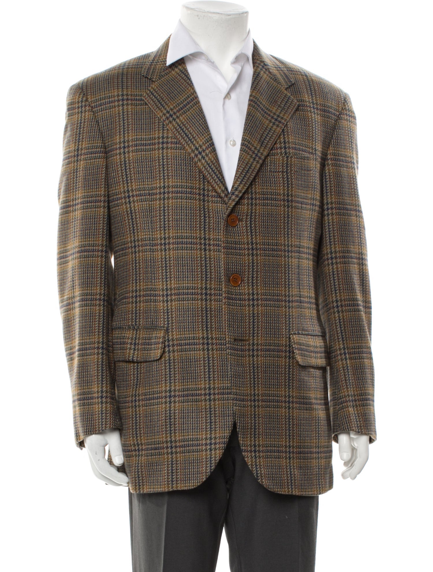 Salvatore Ferragamo Cashmere Plaid Print Blazer