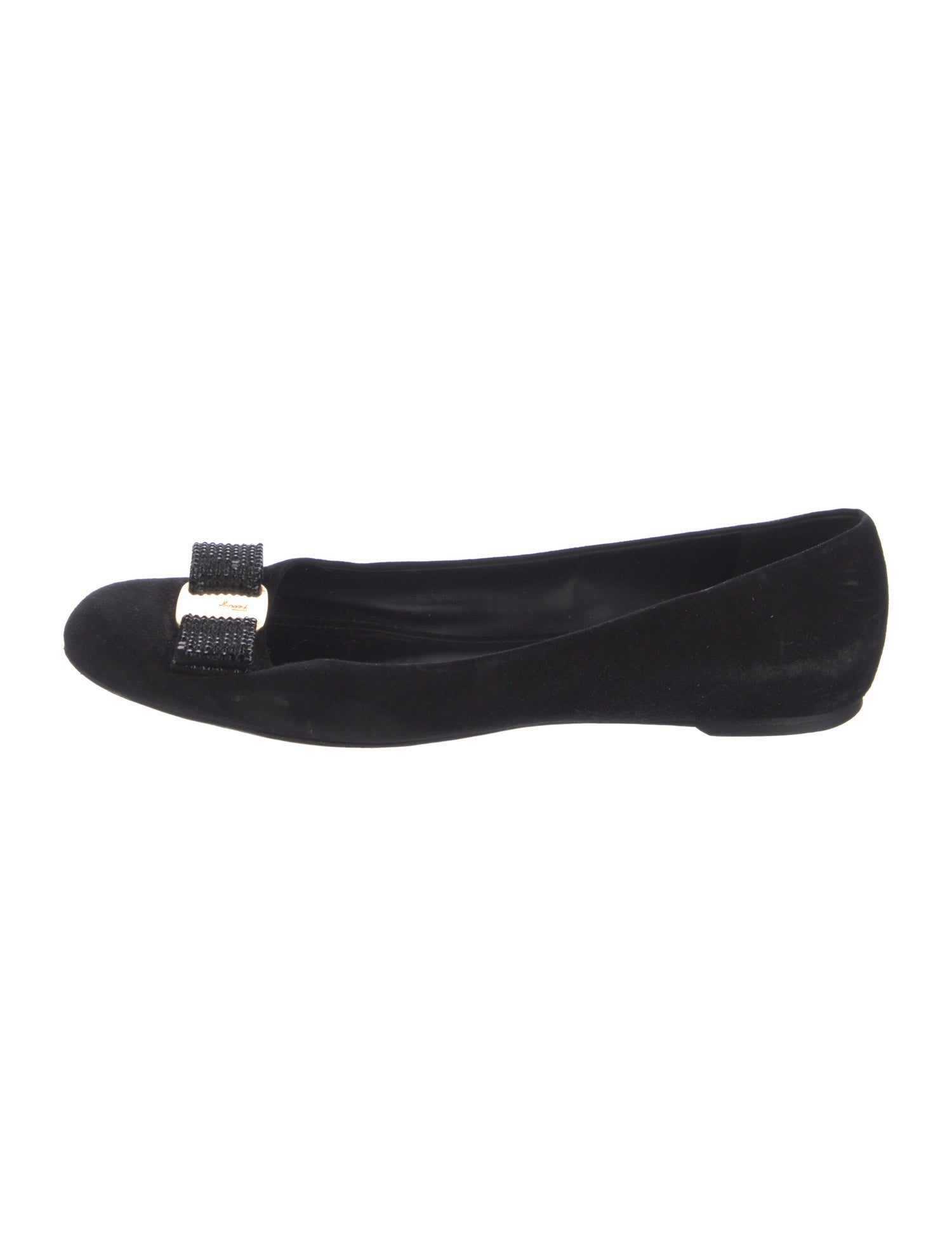 Salvatore Ferragamo Vara Bow Accent Suede Ballet Flats