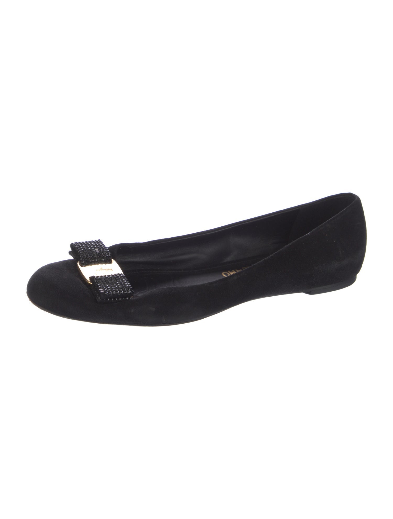 Salvatore Ferragamo Vara Bow Accent Suede Ballet Flats