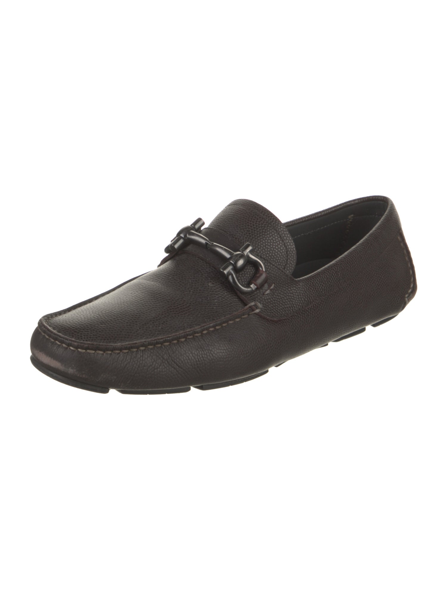 Salvatore Ferragamo Horsebit Accent Leather Moccasins