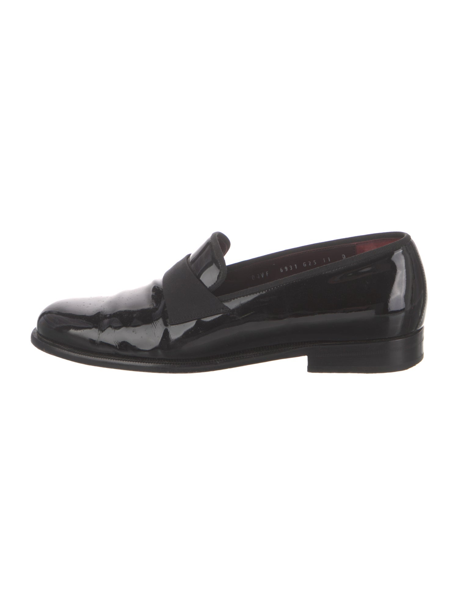 Salvatore Ferragamo Patent Leather Grosgrain Trim Dress Loafers