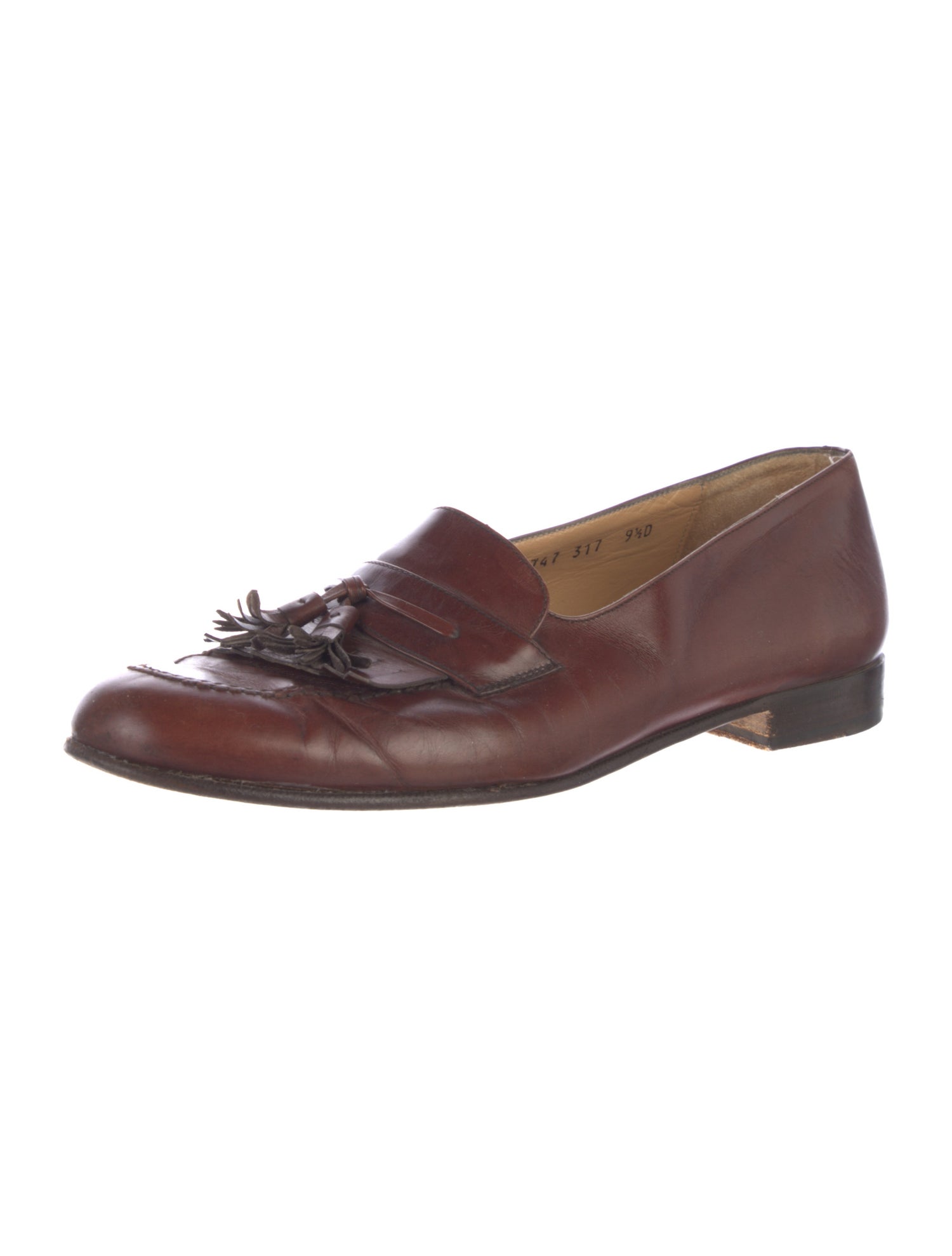 Salvatore Ferragamo Leather Tassel Accents Dress Loafers