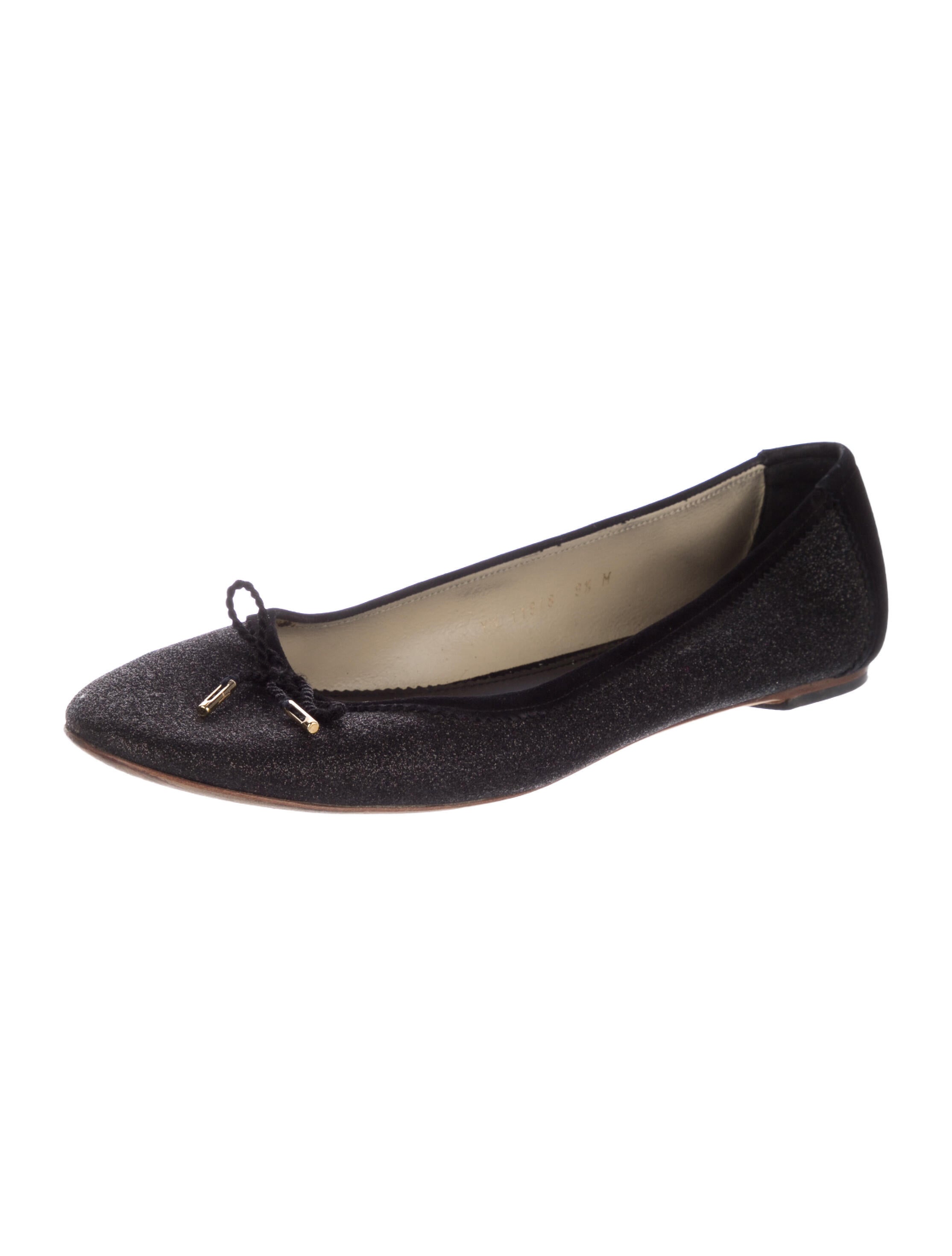 Salvatore Ferragamo Glitter Bow Accents Ballet Flats
