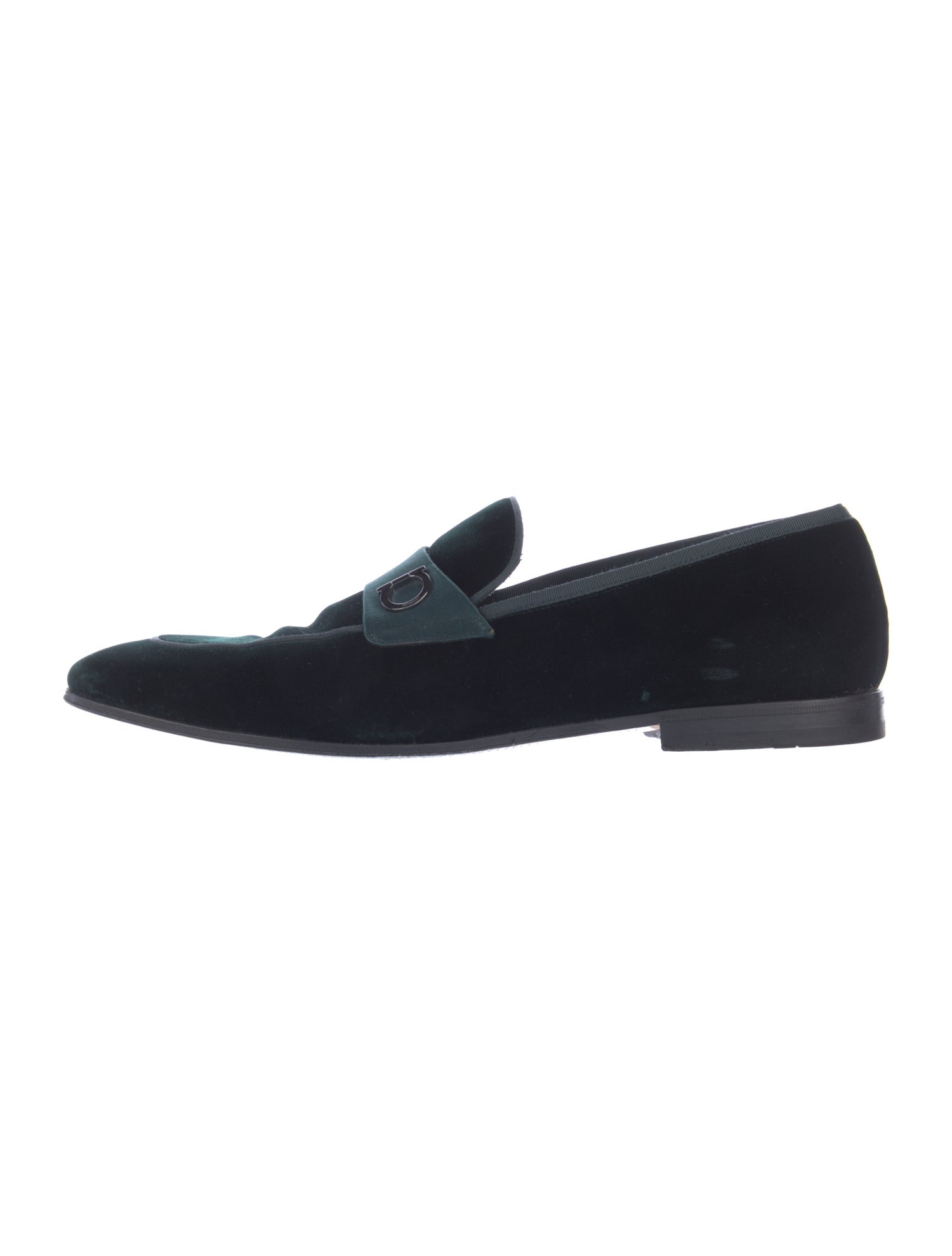 Salvatore Ferragamo Gancini Logo Velvet Loafers