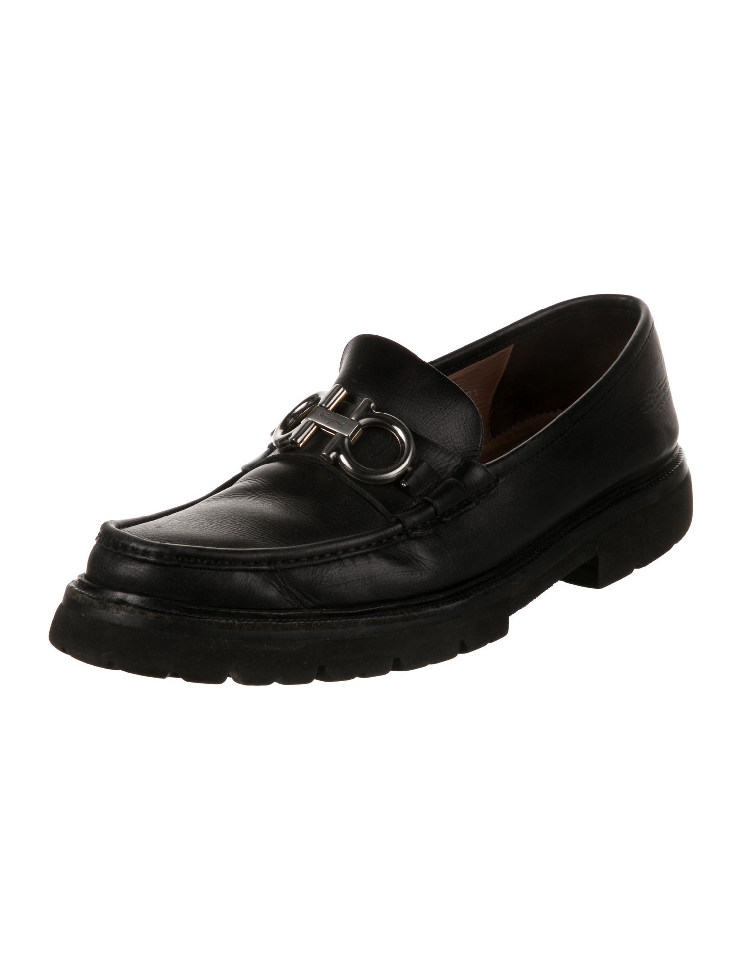 Salvatore Ferragamo Gancini Logo Leather Dress Loafers