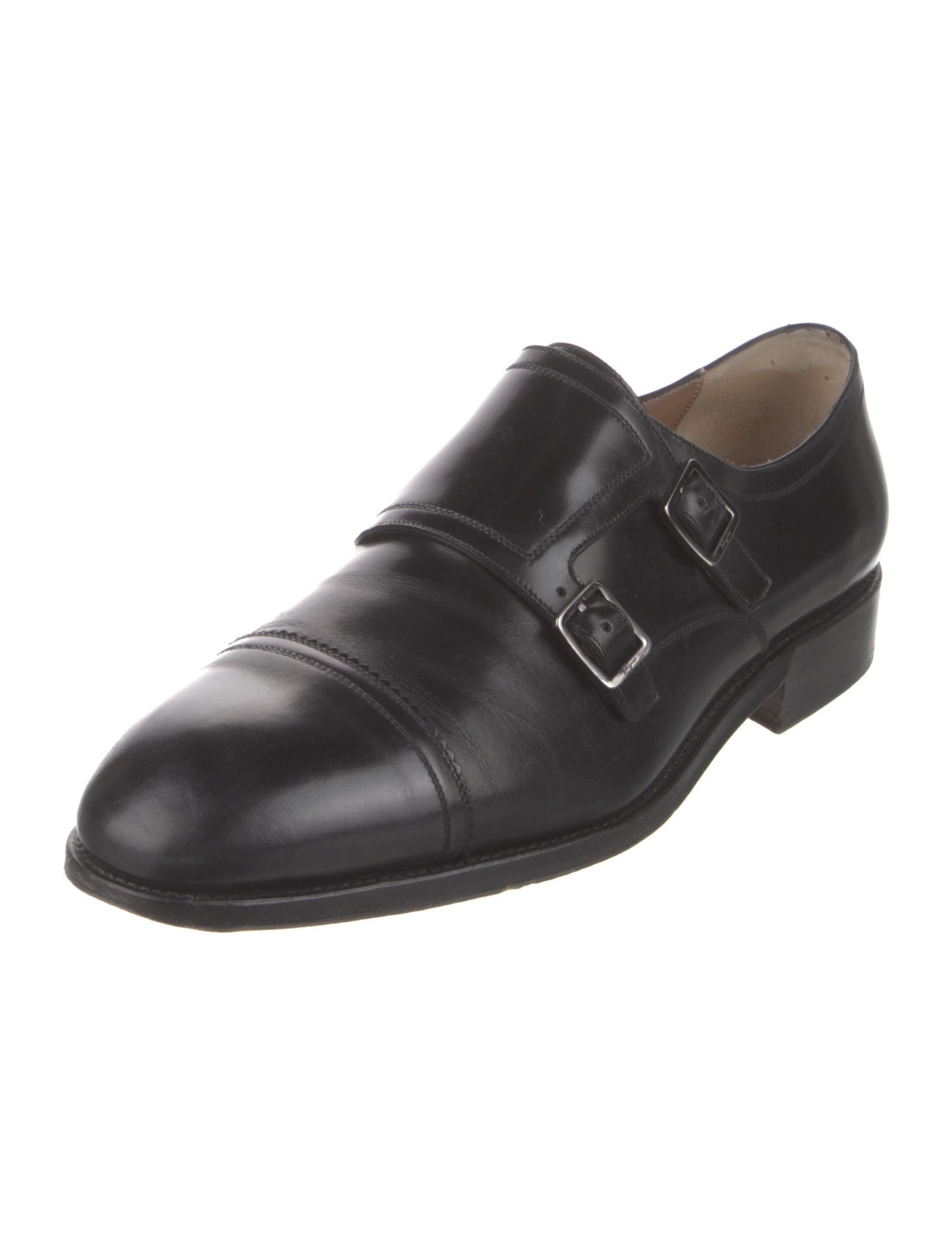 Salvatore Ferragamo Leather Monk Straps