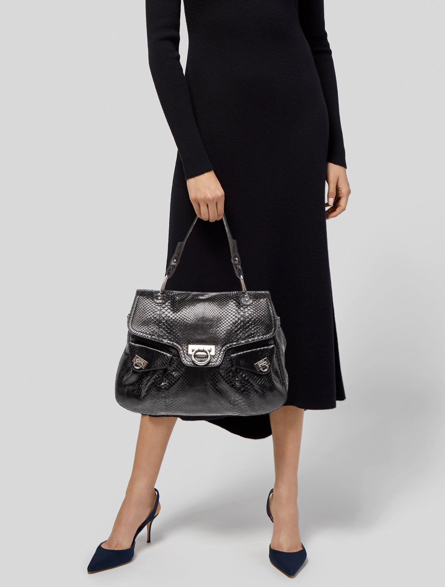 Salvatore Ferragamo Snakeskin Top Handle Bag