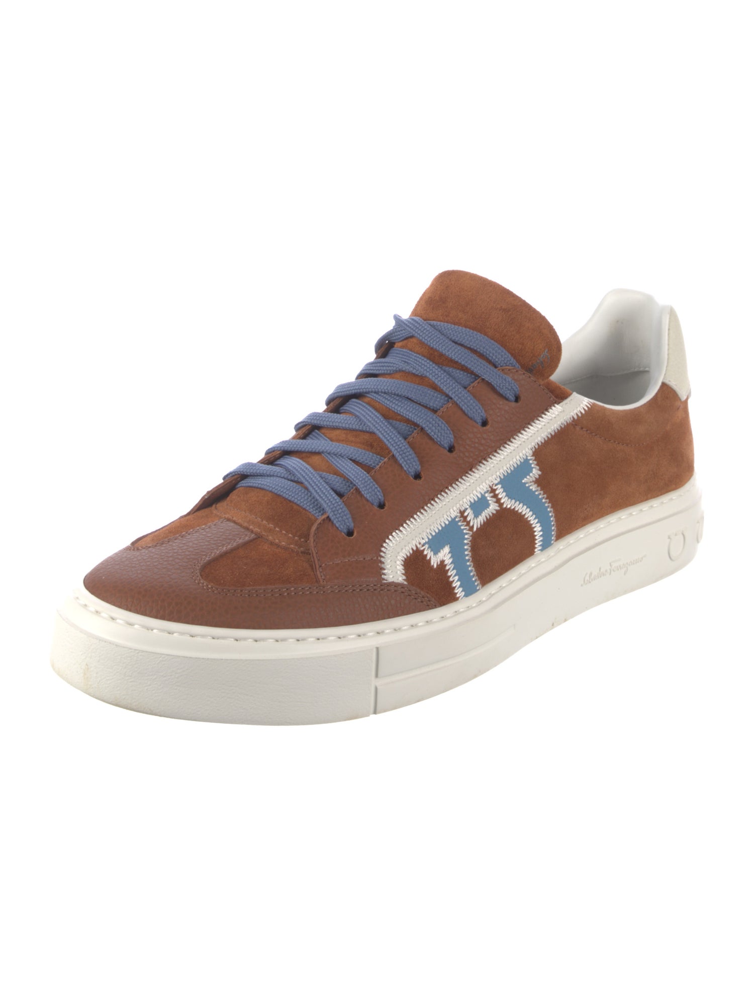 Salvatore Ferragamo Suede Graphic Print Sneakers