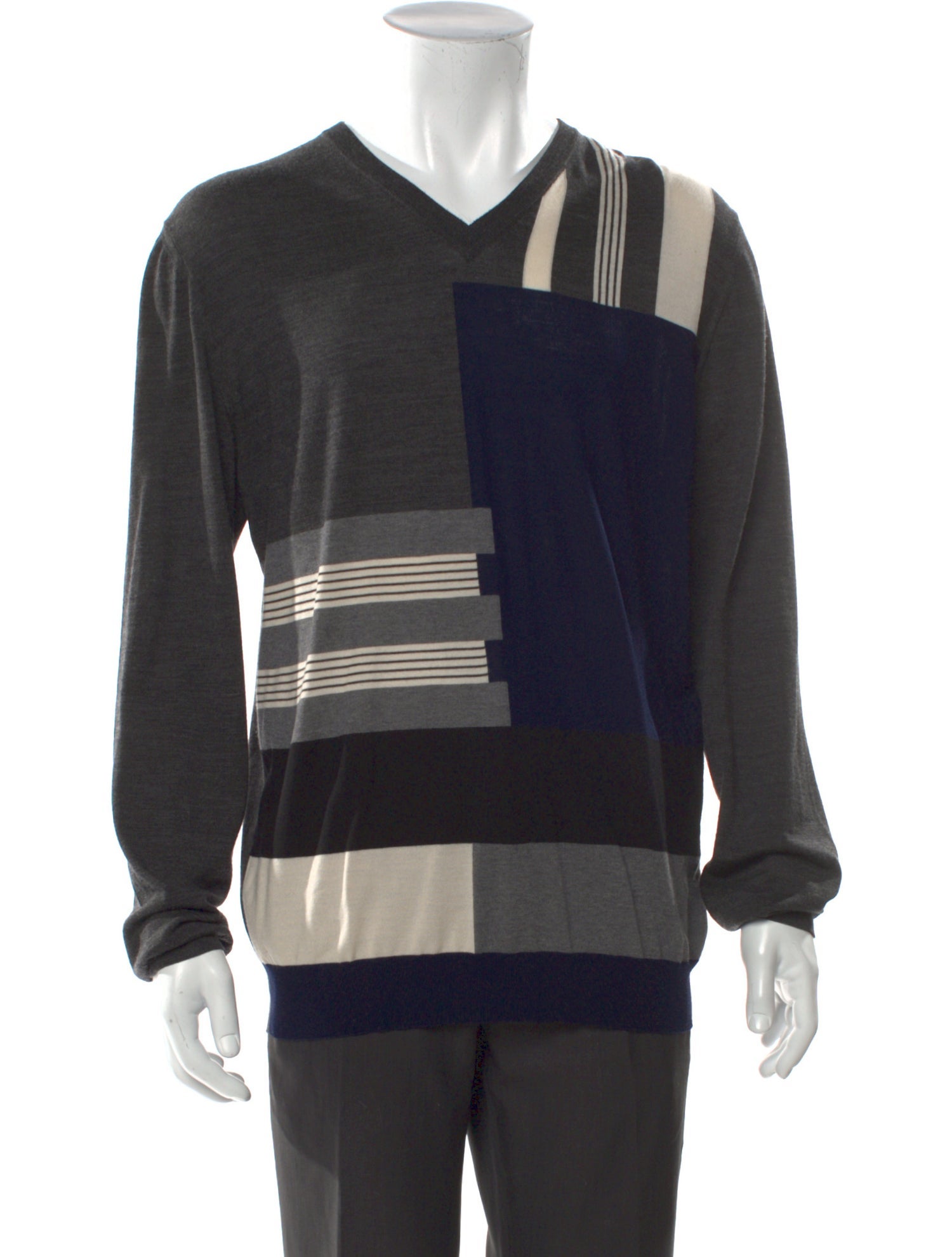 Salvatore Ferragamo Virgin Wool Striped Pullover