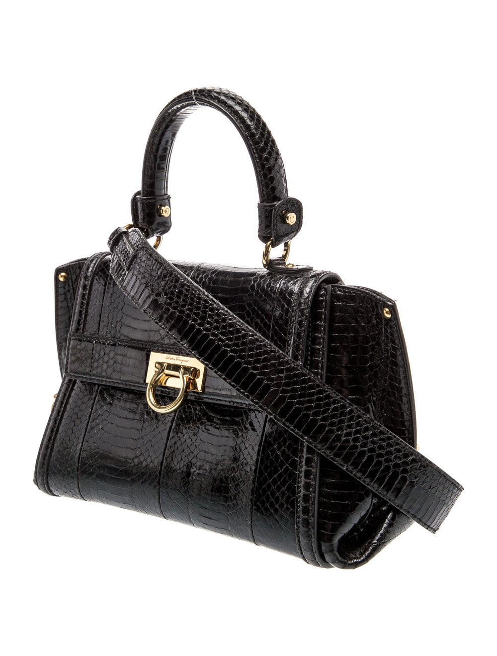 Salvatore Ferragamo Python Top Handle Bag - image 3