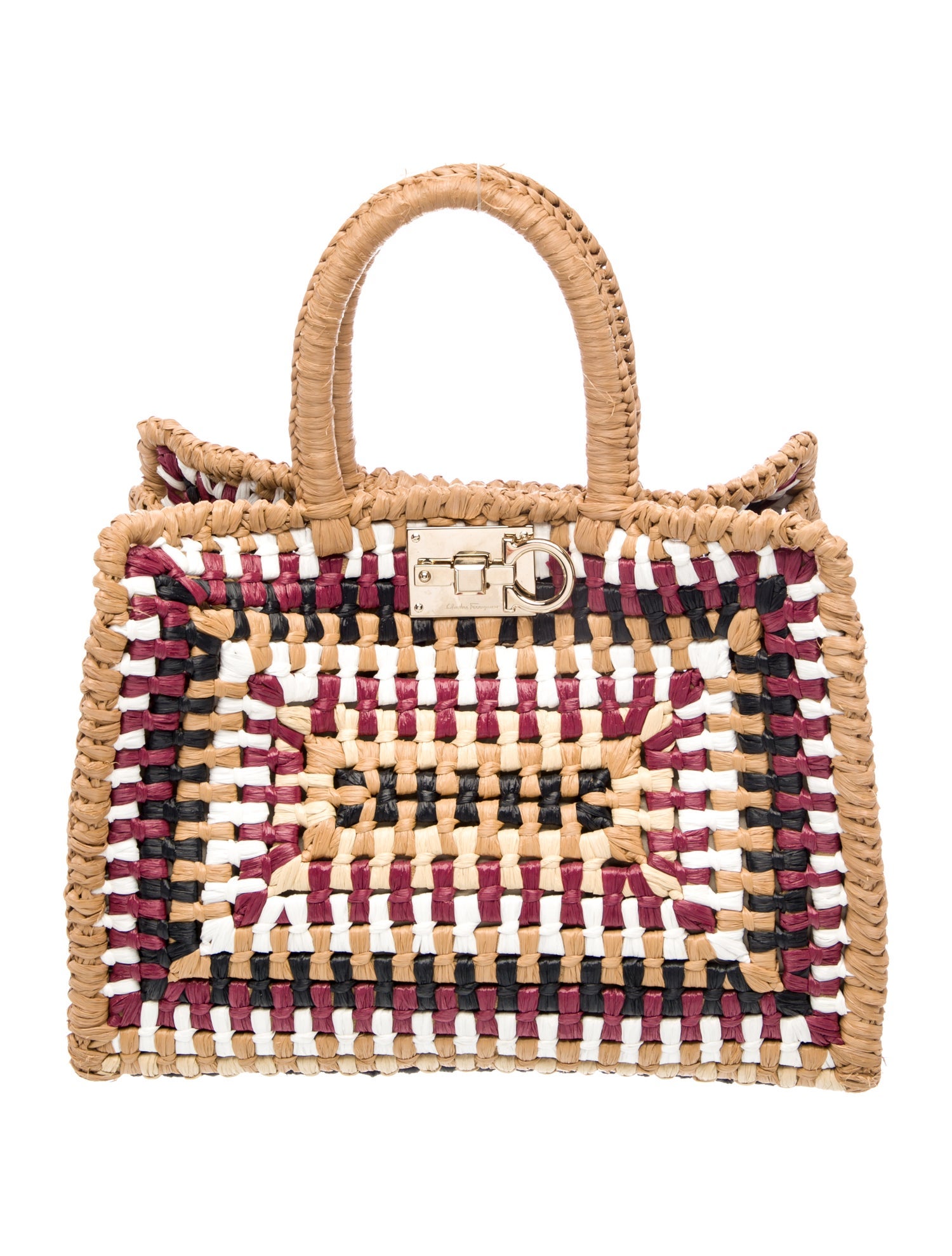 Salvatore Ferragamo Raffia Top Handle Bag
