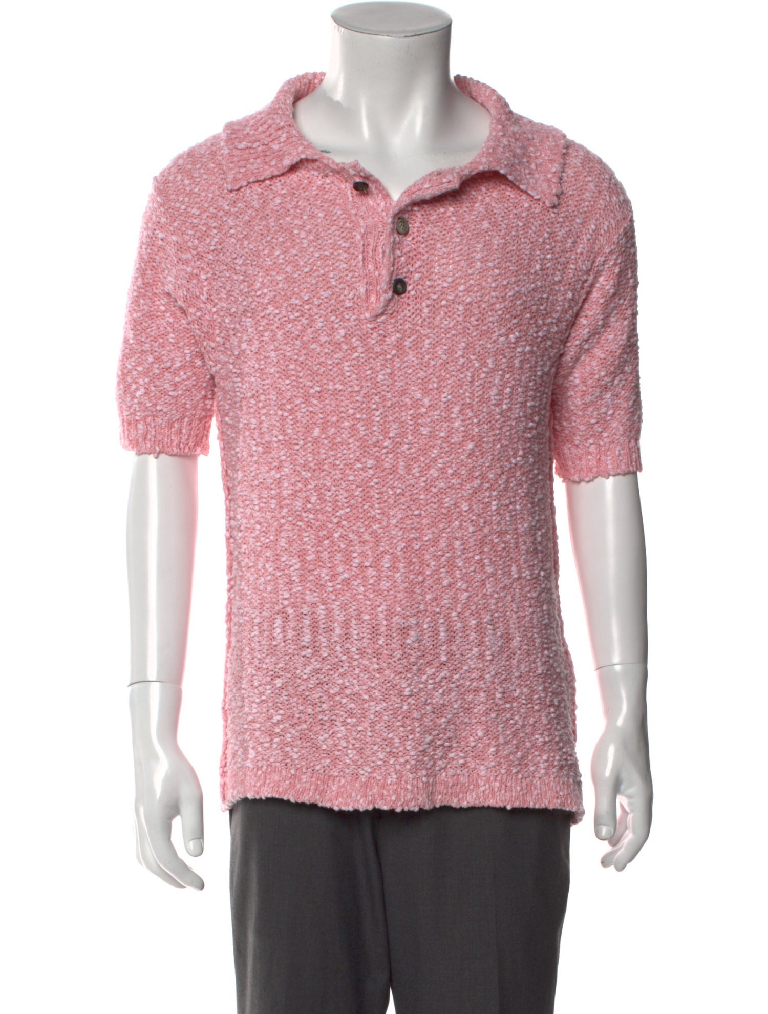 Salvatore Ferragamo Mock Neck Short Sleeve Polo Sweater