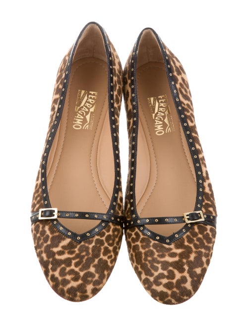 Salvatore Ferragamo Ponyhair Leopard Print Flats