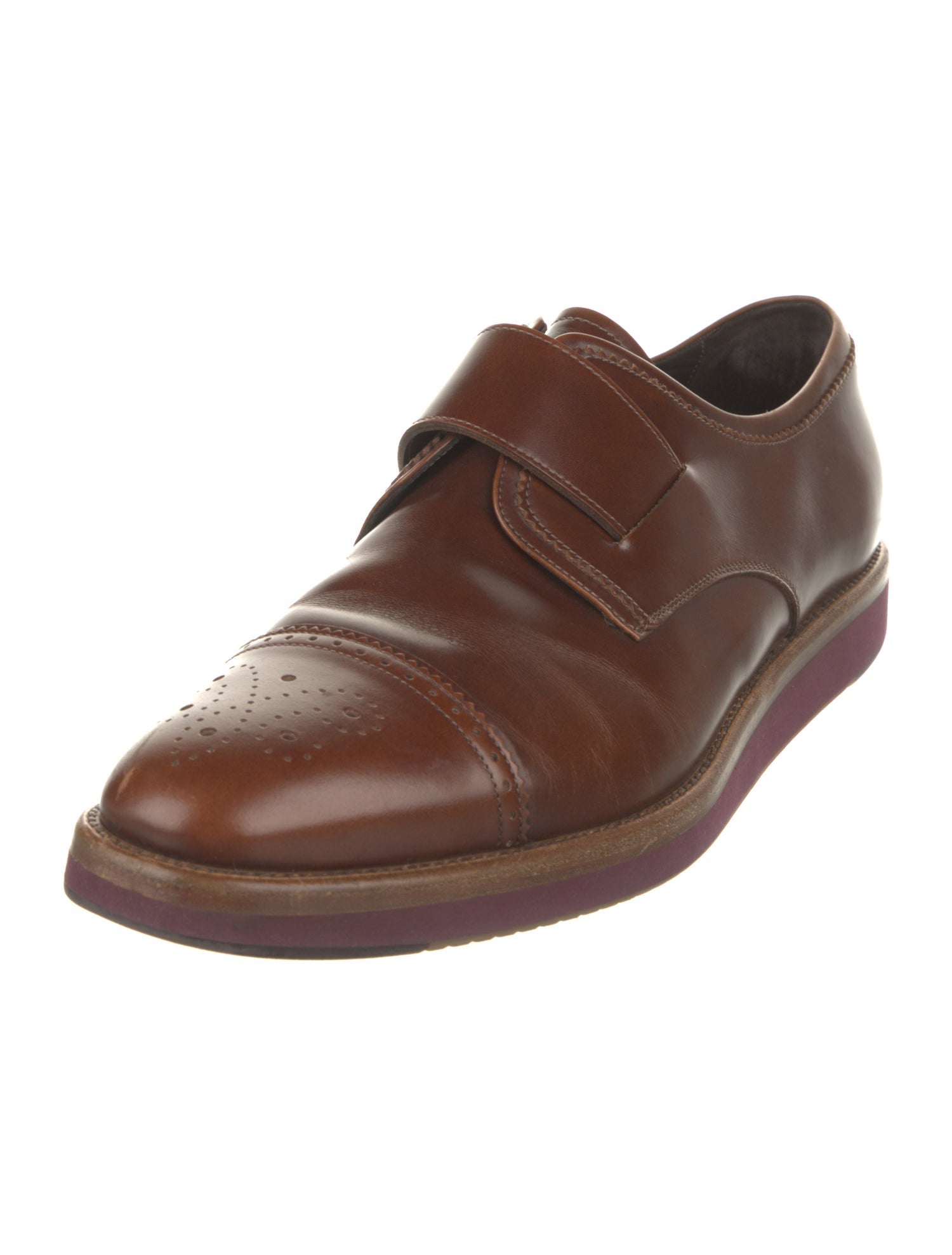 Salvatore Ferragamo Leather Monk Straps