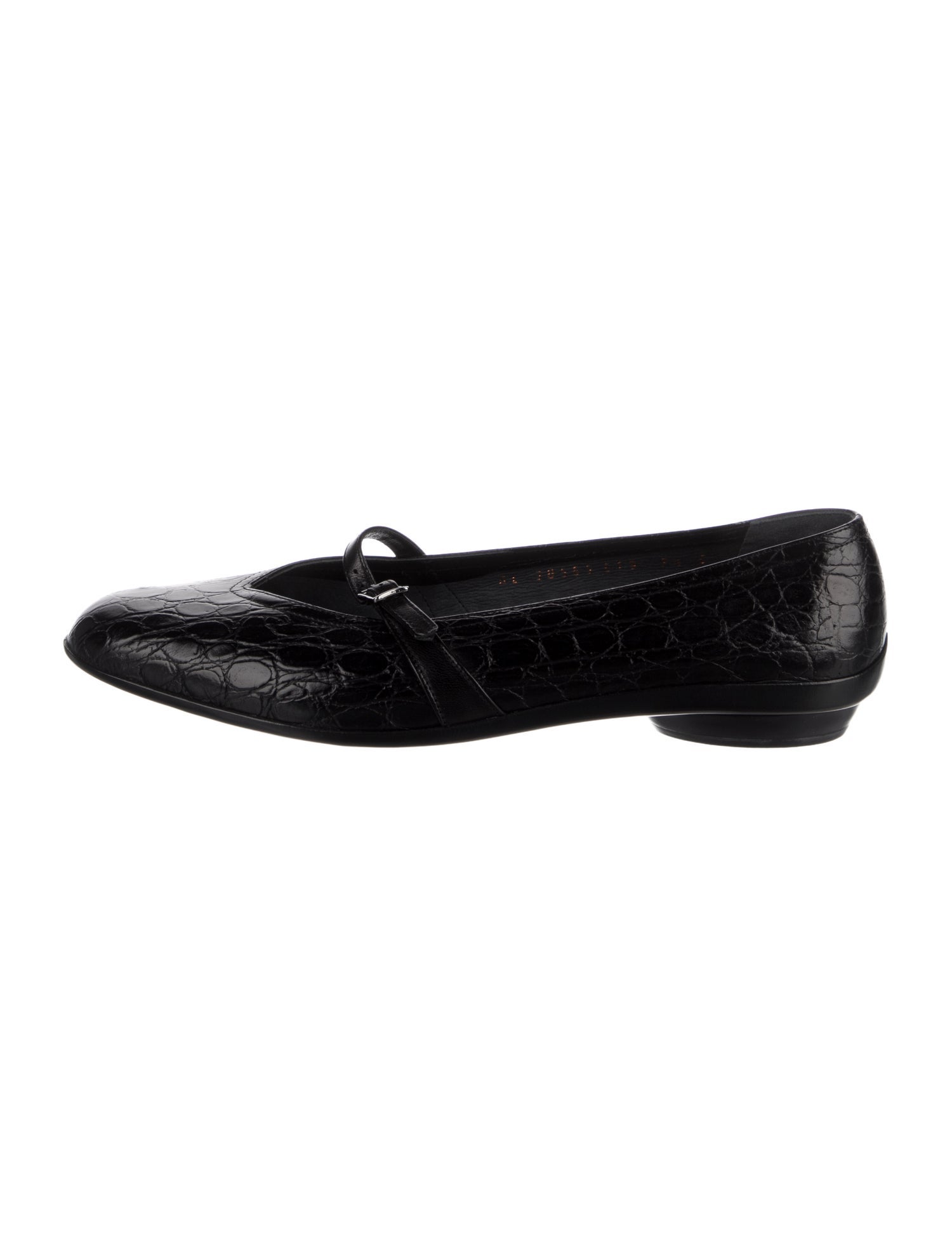 Salvatore Ferragamo Crocodile Mary Jane Flats
