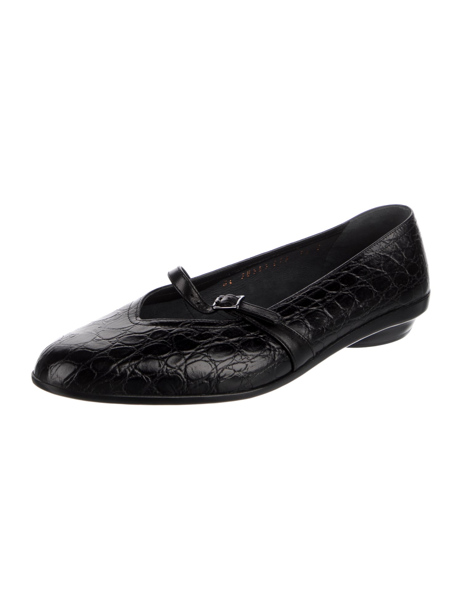 Salvatore Ferragamo Crocodile Mary Jane Flats