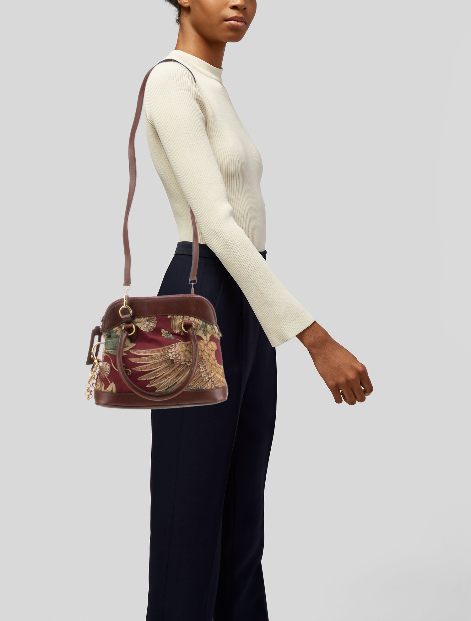 Salvatore Ferragamo Leather-Trimmed Jaguar Pochette - Neutrals