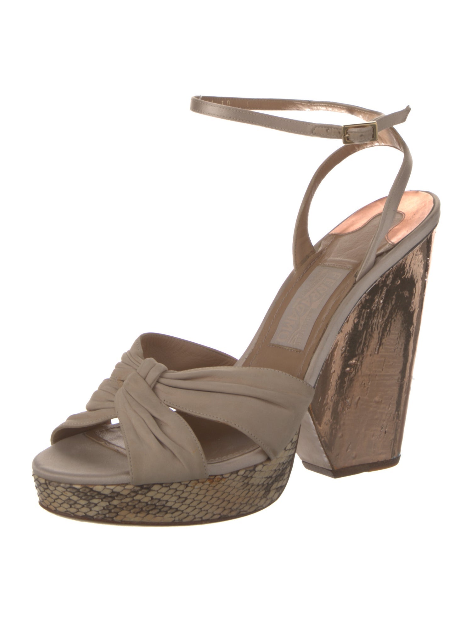 Salvatore Ferragamo Leather Animal Print Slingback Sandals