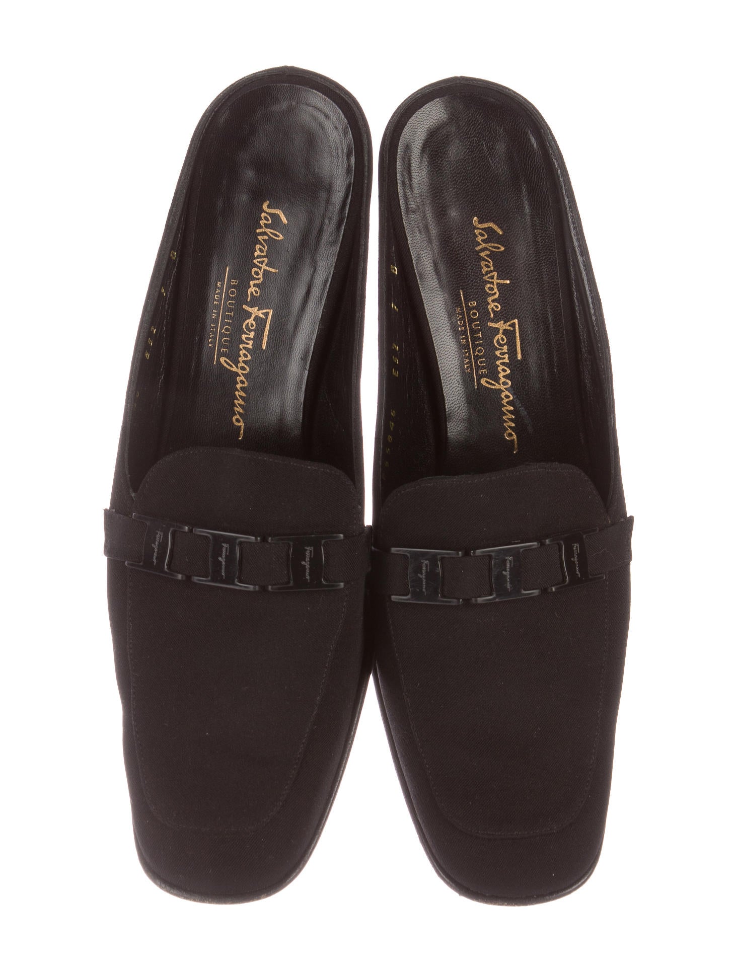 Salvatore Ferragamo Canvas RoundToe Mules Shoes SAL45063 The