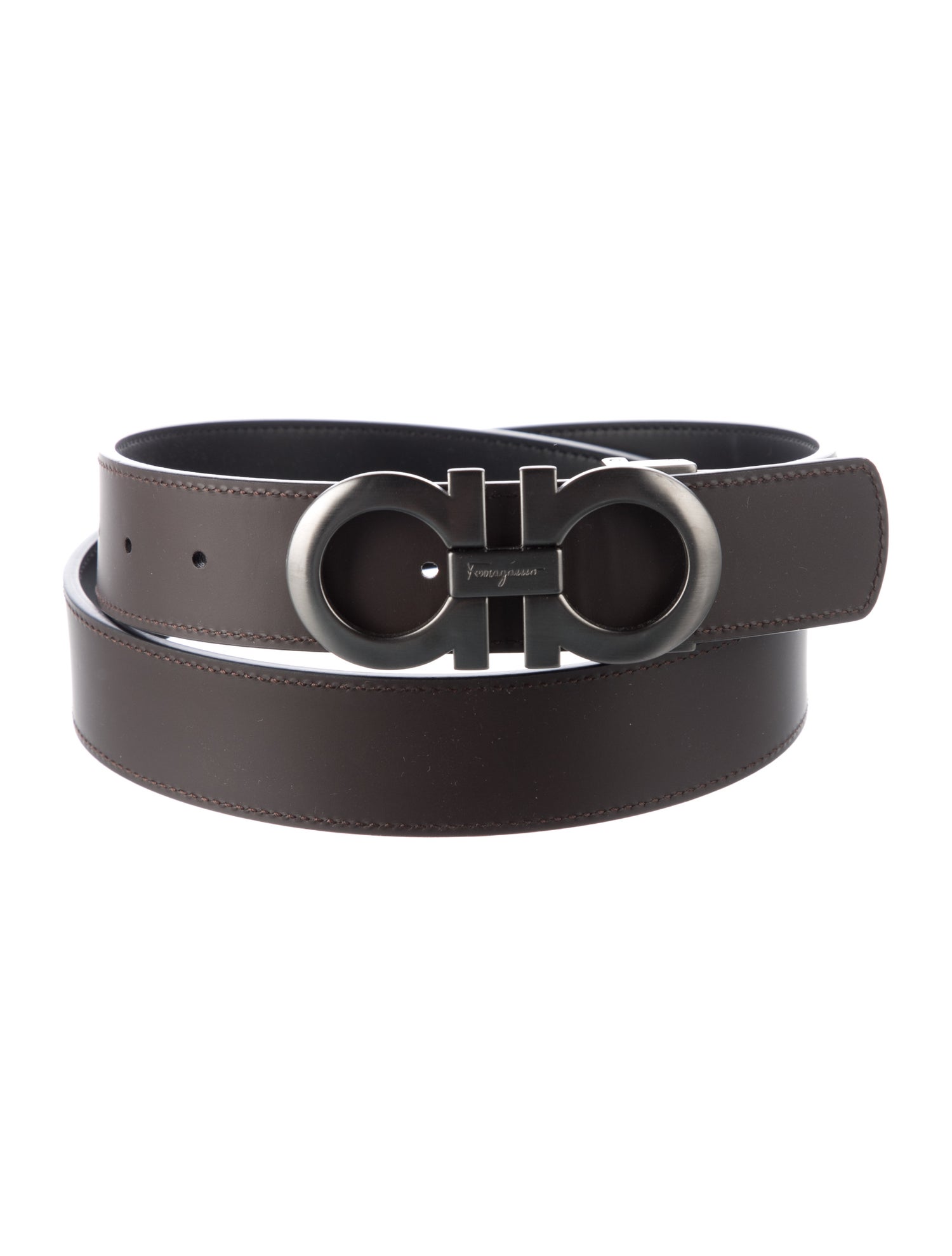 Salvatore Ferragamo Gancini Logo Leather Belt Kit
