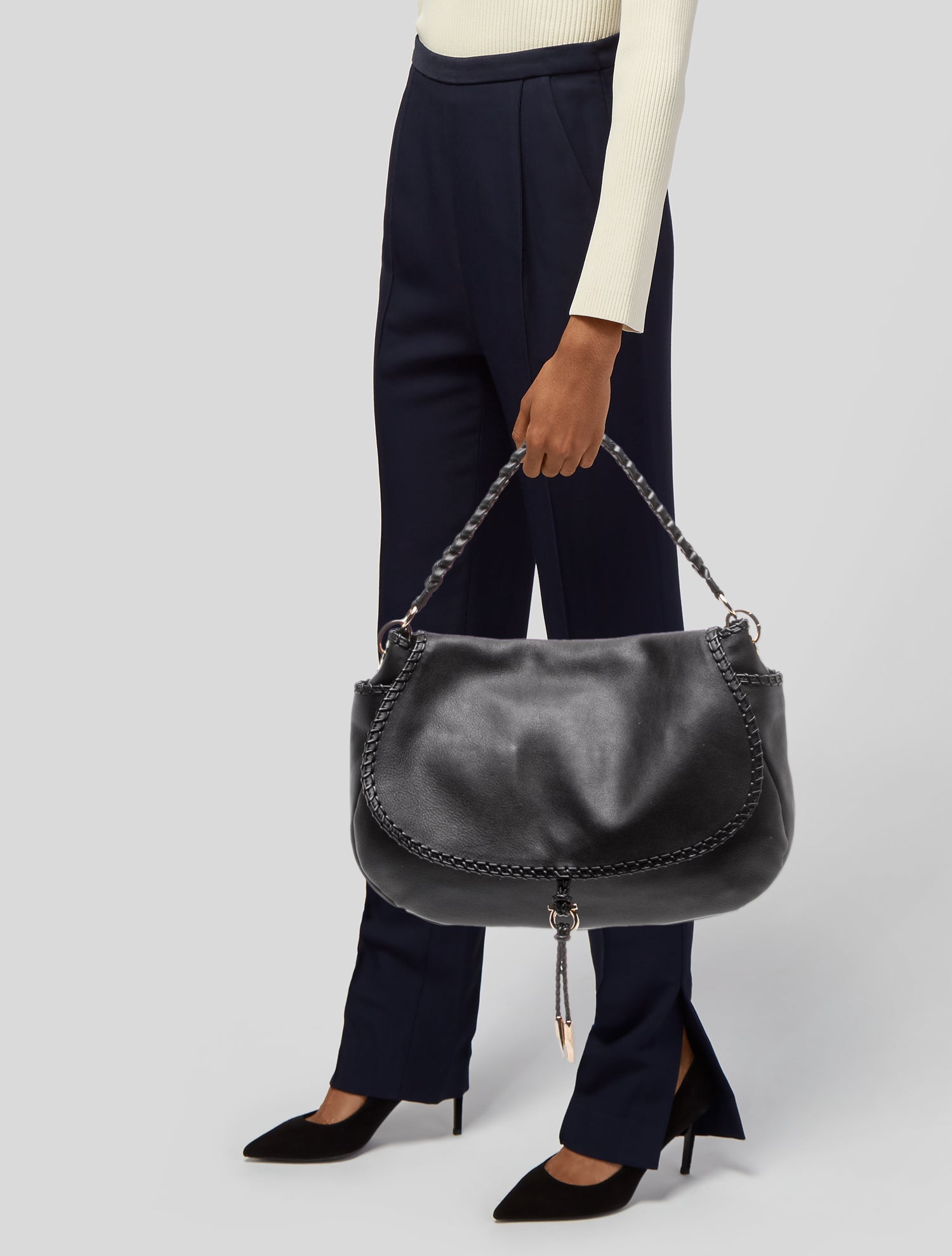 Salvatore Ferragamo Gancini Shoulder Bag - Black Shoulder Bags 