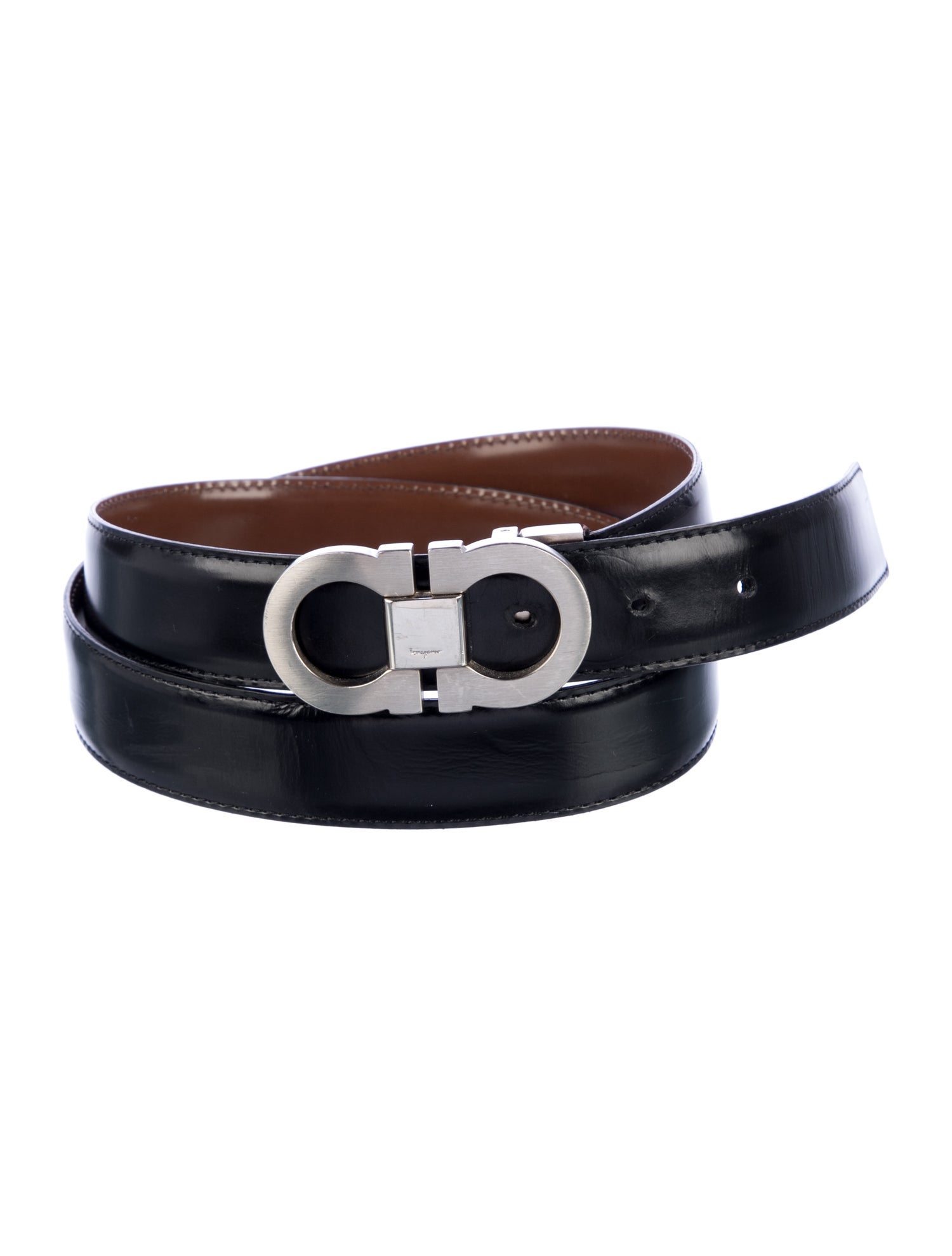 Salvatore Ferragamo Gancini Logo Leather Belt Kit