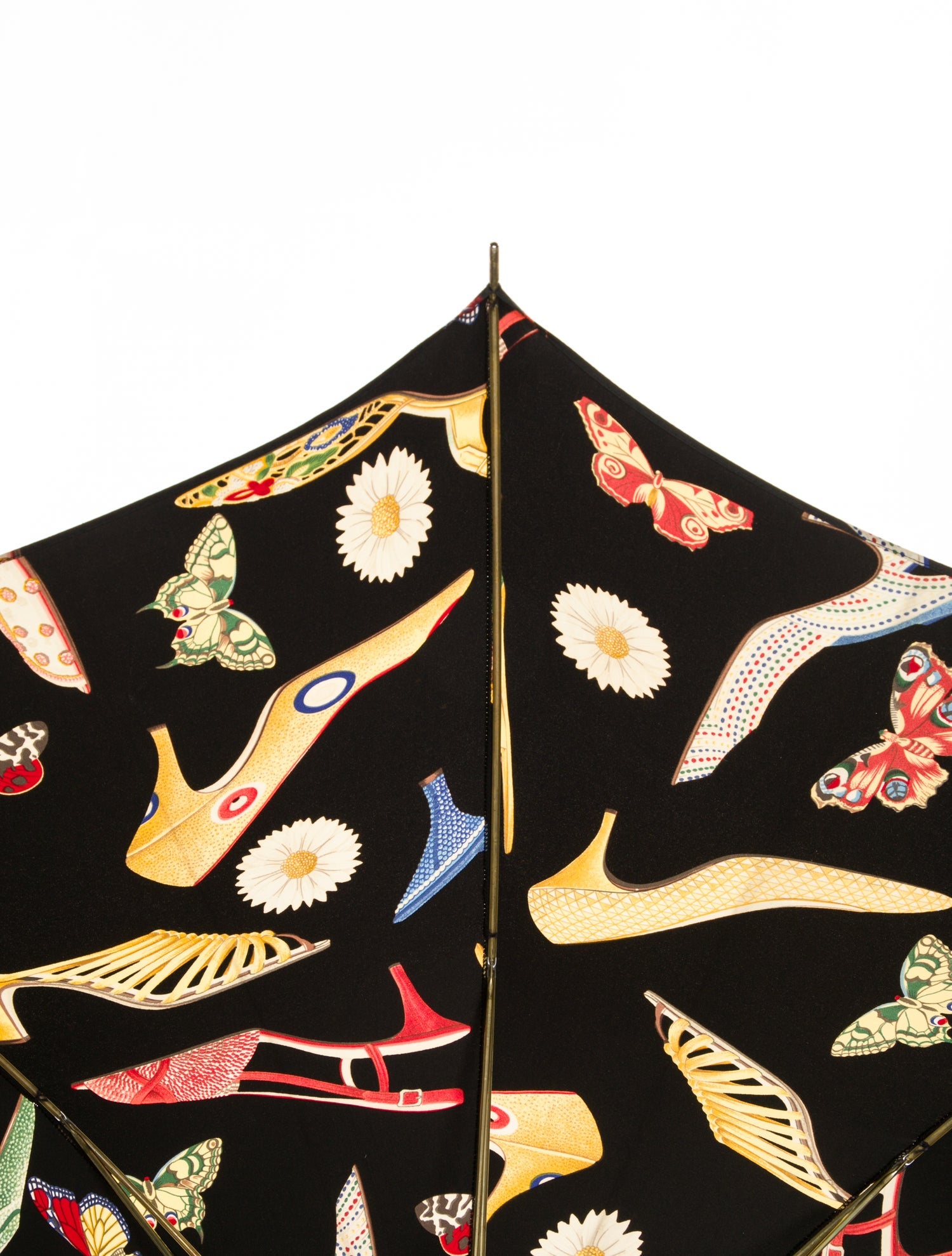Salvatore Ferragamo Black Printed Umbrella