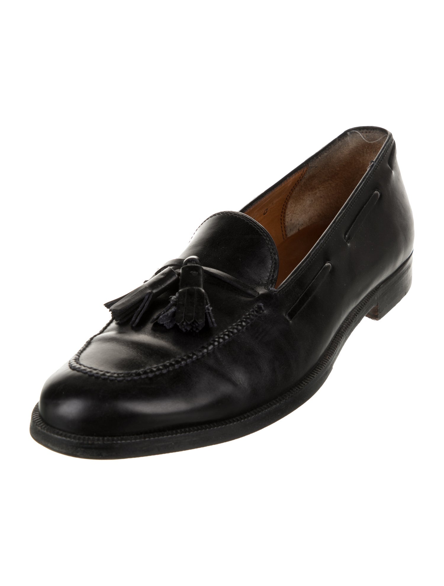 Salvatore Ferragamo Leather Tassel Accents Dress Loafers