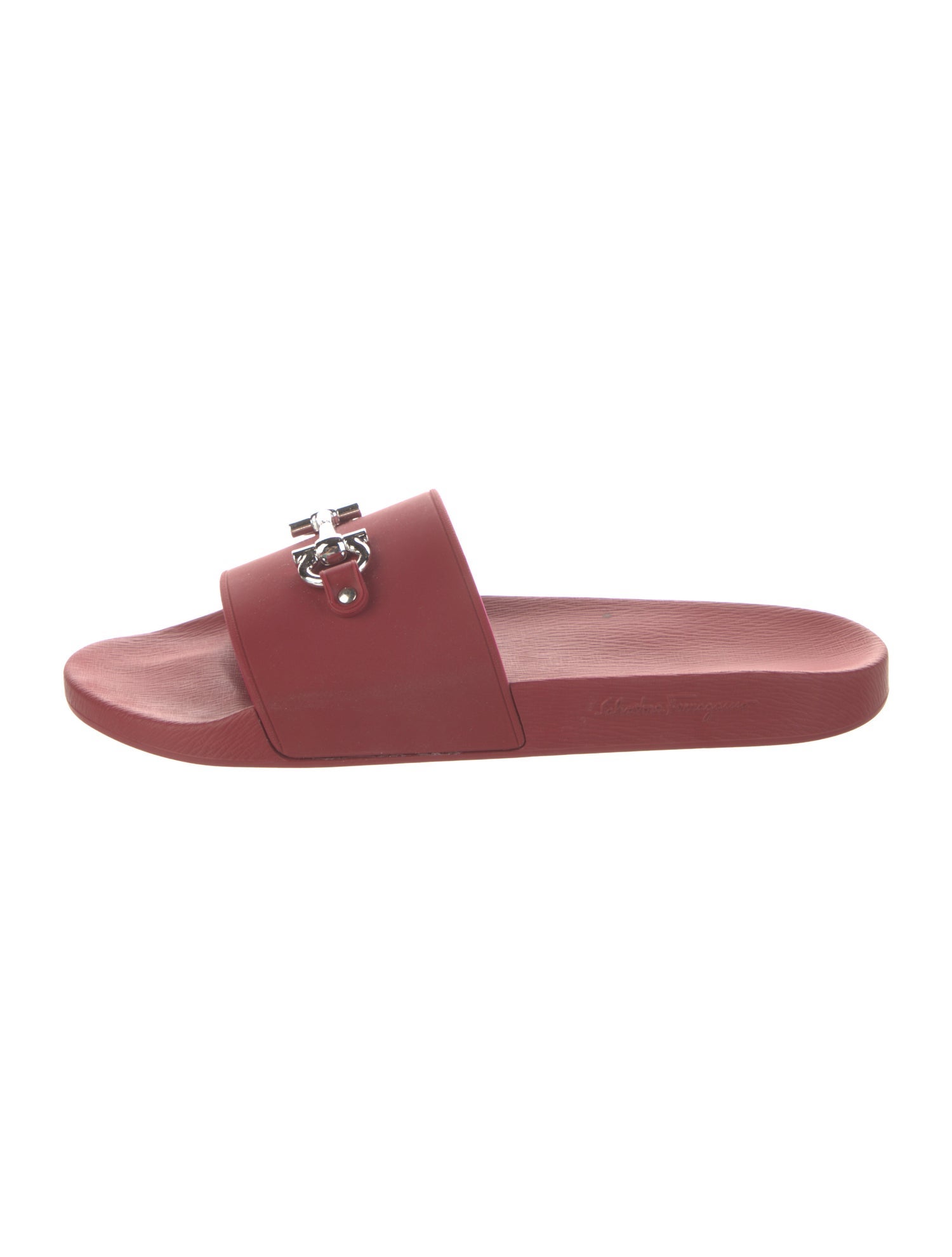 Salvatore Ferragamo Rubber Chain-Link Accents Slides