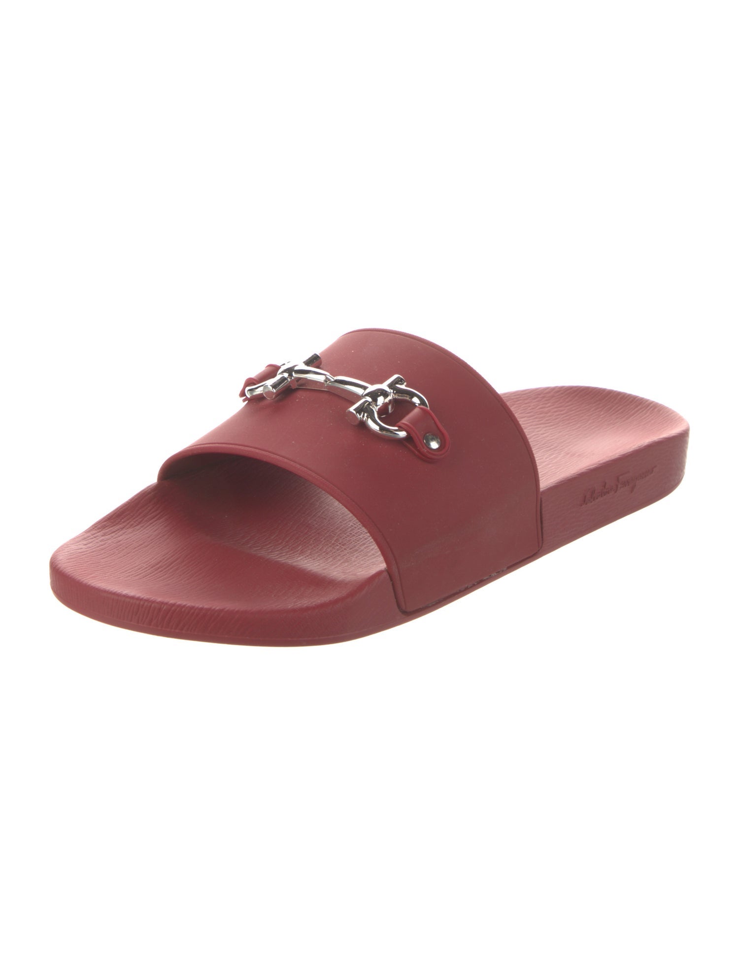 Salvatore Ferragamo Rubber Chain-Link Accents Slides