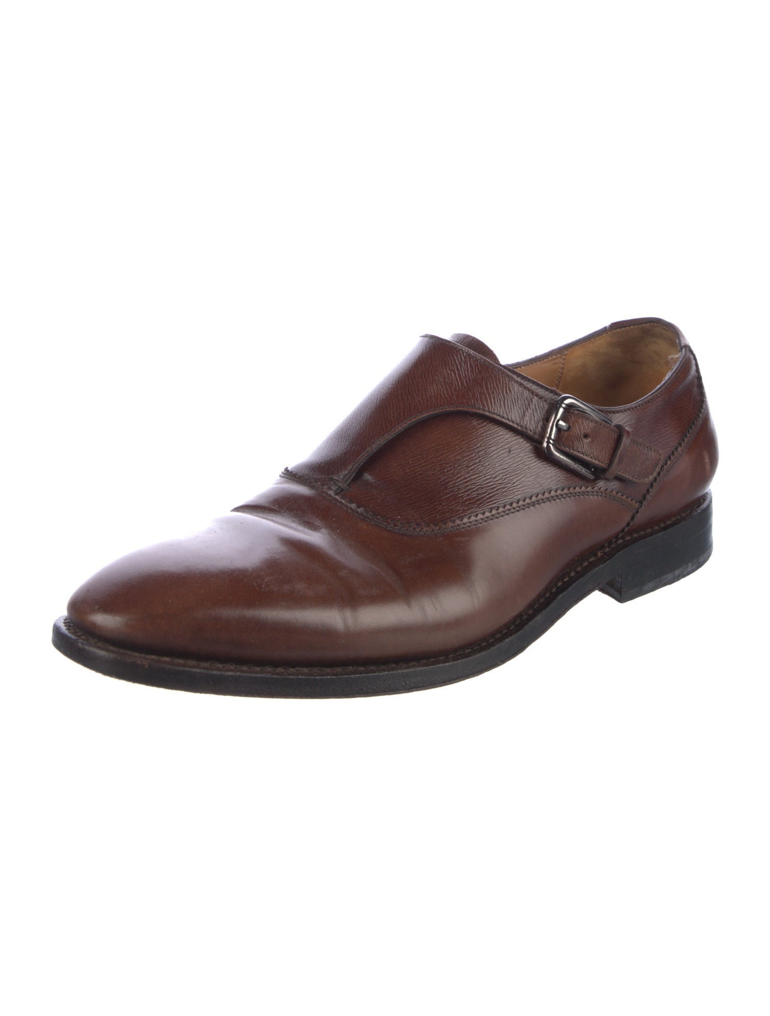 Salvatore Ferragamo Leather Monk Straps