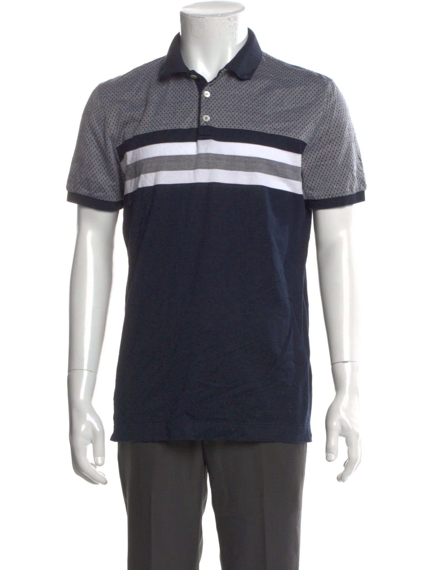 Salvatore Ferragamo Colorblock Pattern Crew Neck Polo Shirt