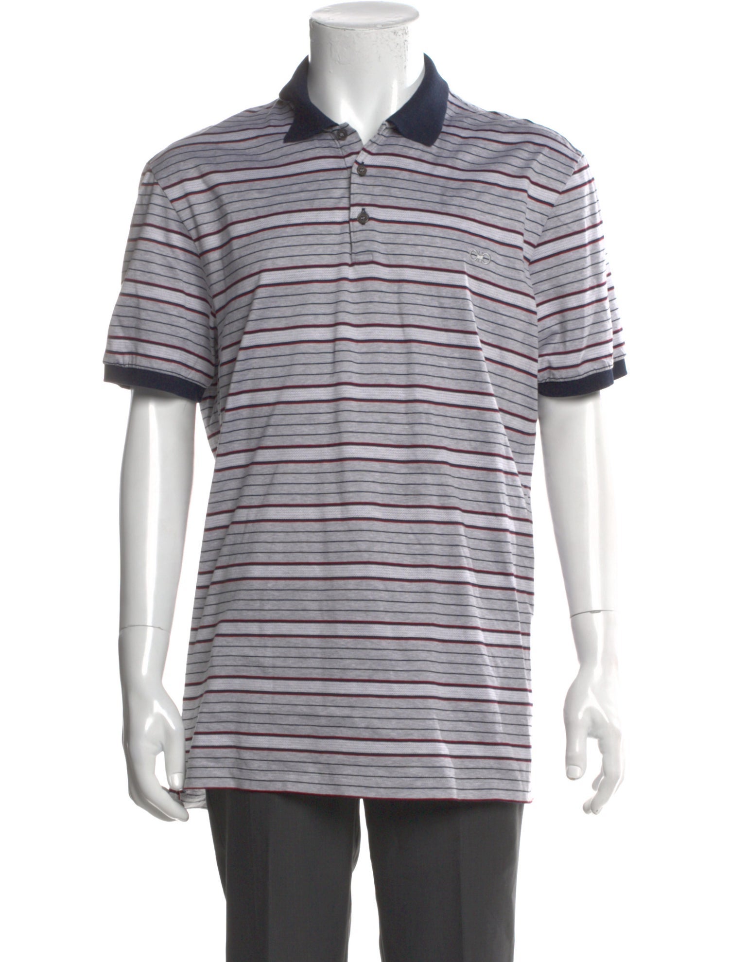 Salvatore Ferragamo Striped Crew Neck Polo Shirt