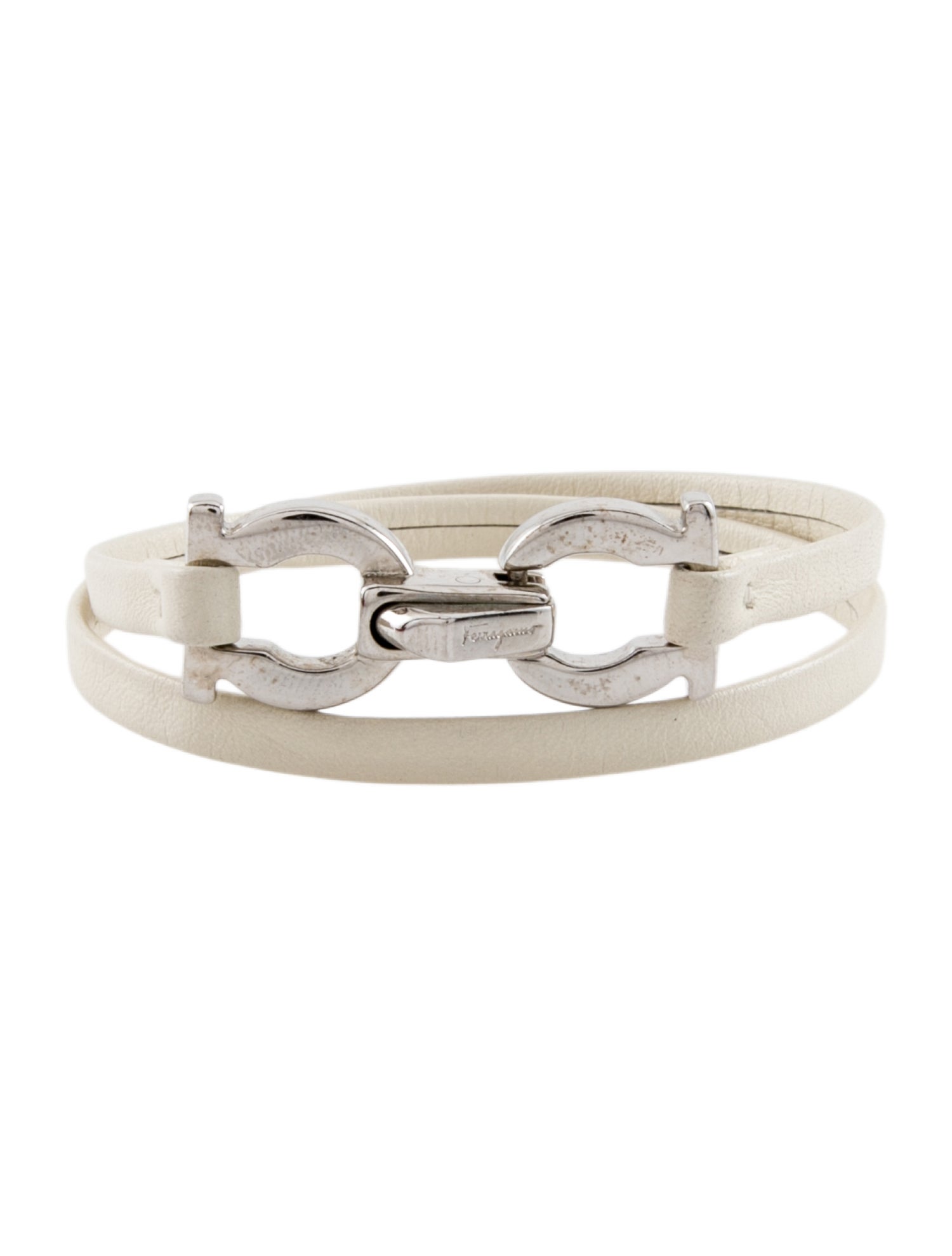 Salvatore Ferragamo Leather Wrap Gancini Bracelet