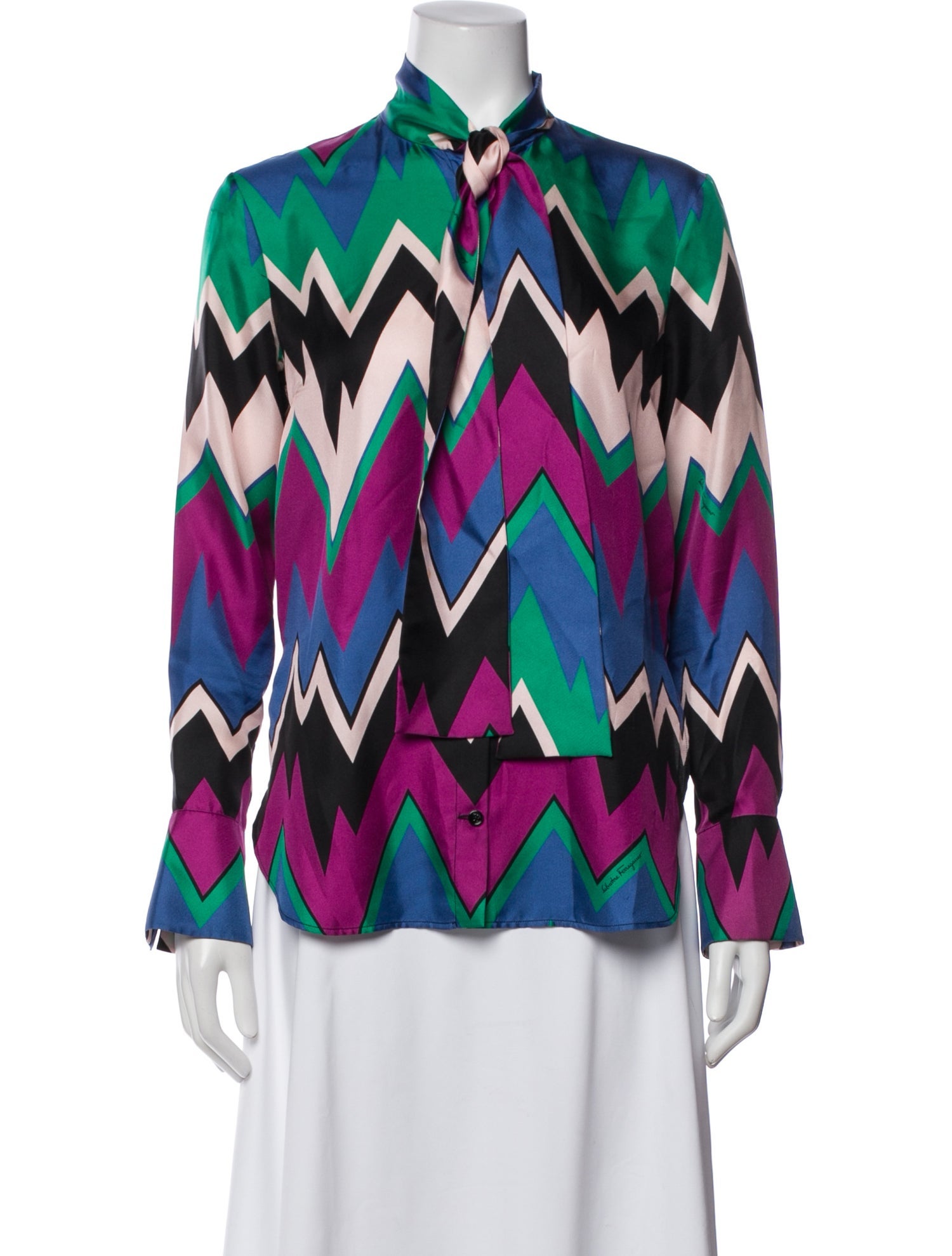 トップス salvatoreFerragamo Salvatore Ferragamo Silk Graphic Print Blouse - Tops, Clothing