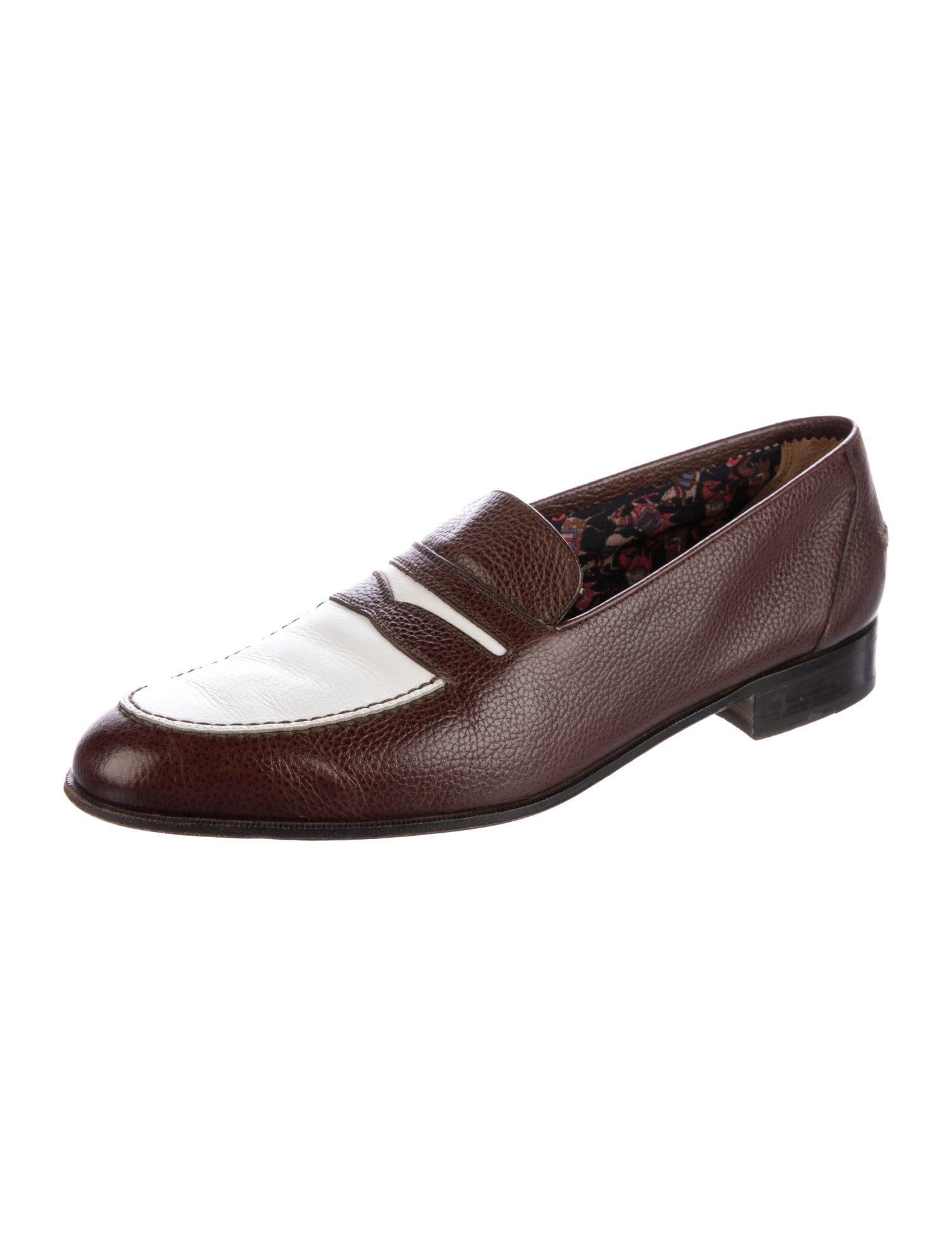 Salvatore Ferragamo Leather Colorblock Pattern Dress Loafers